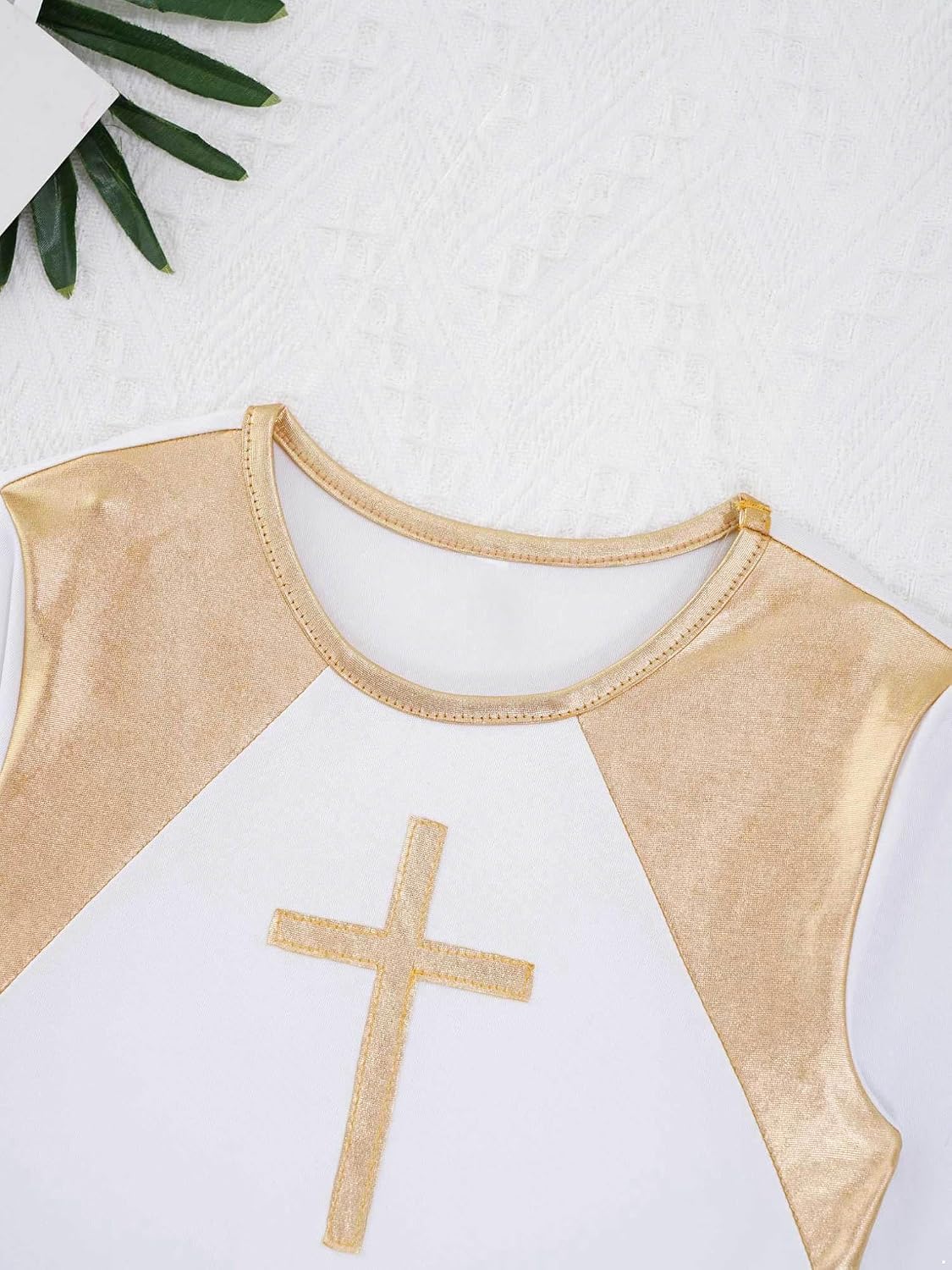 Freebily Kids Girls Metallic Praise Lyrical Dance Dress Long Sleeve Liturgical Worship Full Length Church Robe Dancewear
