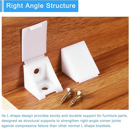 Miniatura 5 de uxcell 10 soportes de esquina de plástico de 90 grados con tapa de cubierta, estantes de nailon de 0.91 x 0.91 x 0.98 pulgadas (0.906 x 0.906 x