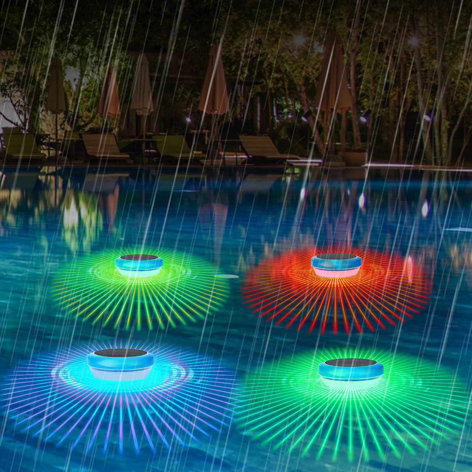 Solar Floating LED Pool Lights with RGB Color Changing Waterproof Solar pood Lights for Swimming Pool at Night,Outdoor LED Pool Lights That Float for Pool,Hot Tub,Spa,Pond,Garden (4PCS)