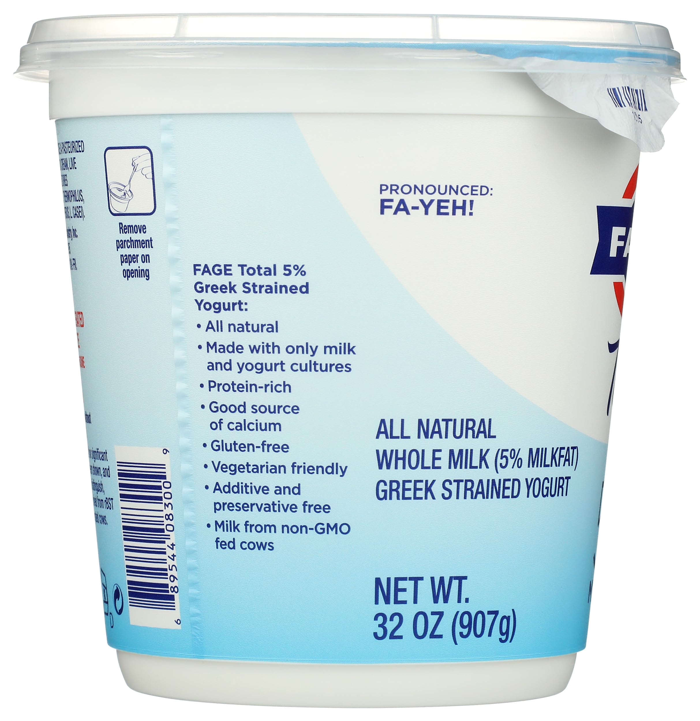 FAGE Total Greek Yogurt 5 Whole Milk Plain 32 oz — view 6