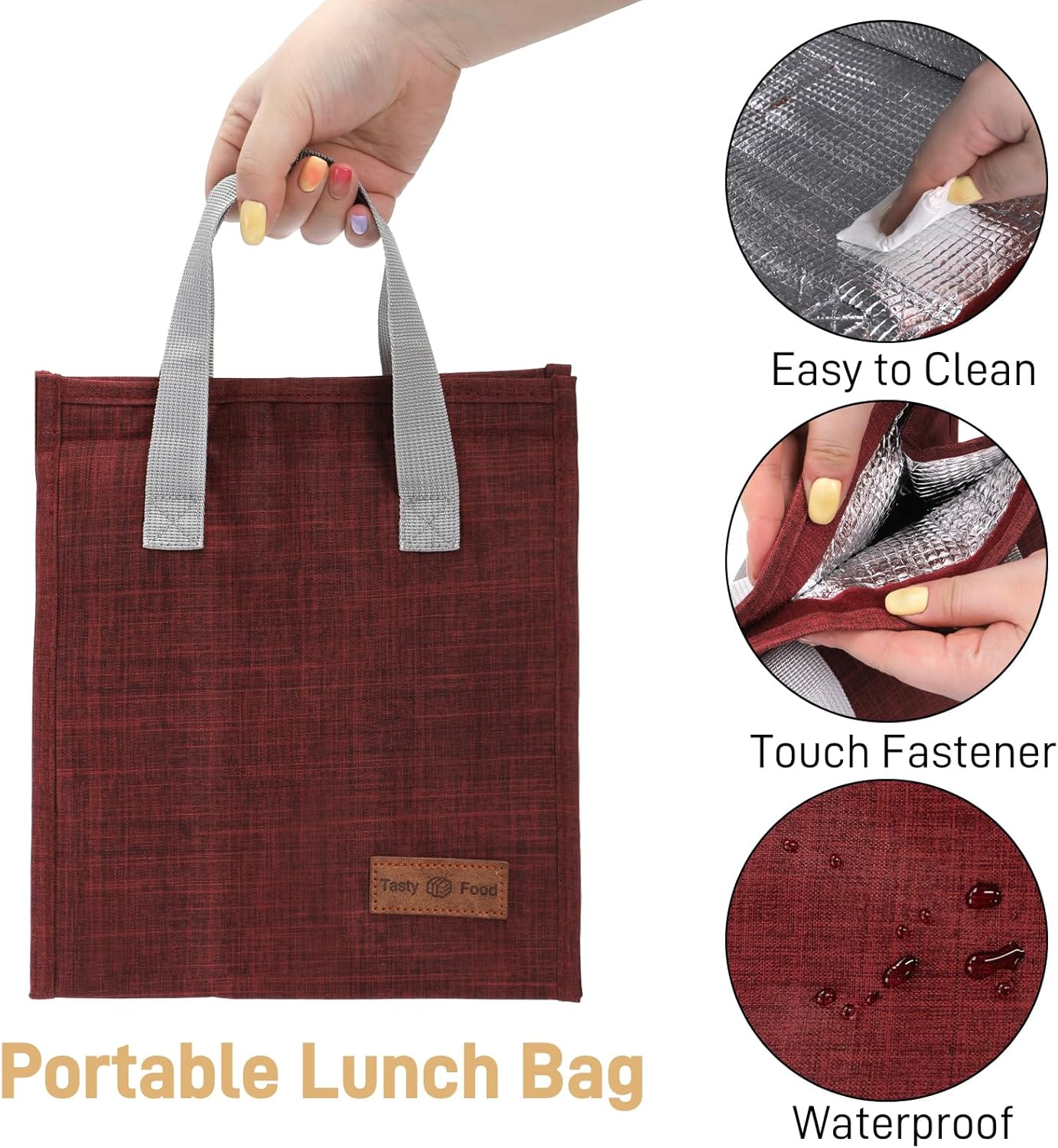 12 Pack Lunch Bag for Men & Women, Reusable Insulated Lunch Tote Bags, Waterproof Cooler Lunch Bag, Leak-Proof Portable Lunchbox with Large Capacity for School Office Picnic Travel, 4 Color