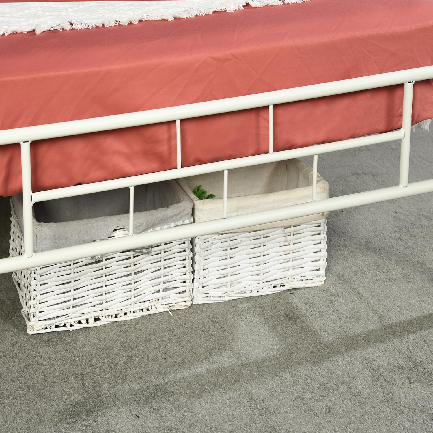 Amazon｜Liink1Ga ホワイト ツインベッドフレーム ヘッドボード付き