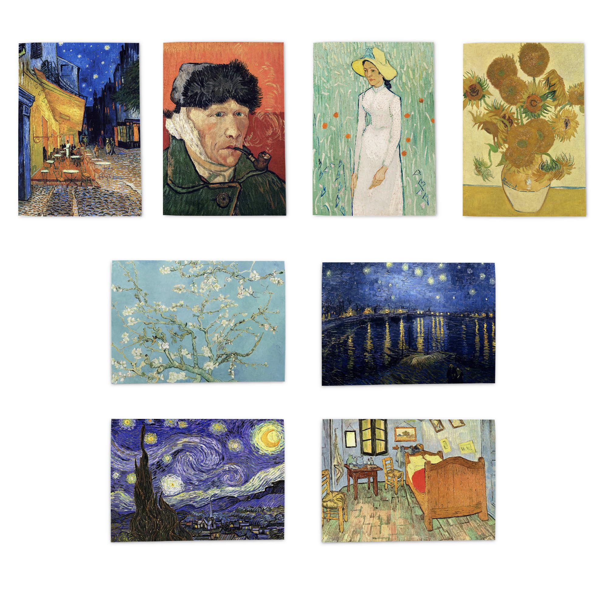 Van Gogh Famous Paintings Multipack Of 8 Greeting Cards Iconic Art 8 Assorted Cards Blank Inside Any Occasion Notecard A6 Size - 10x15 cm