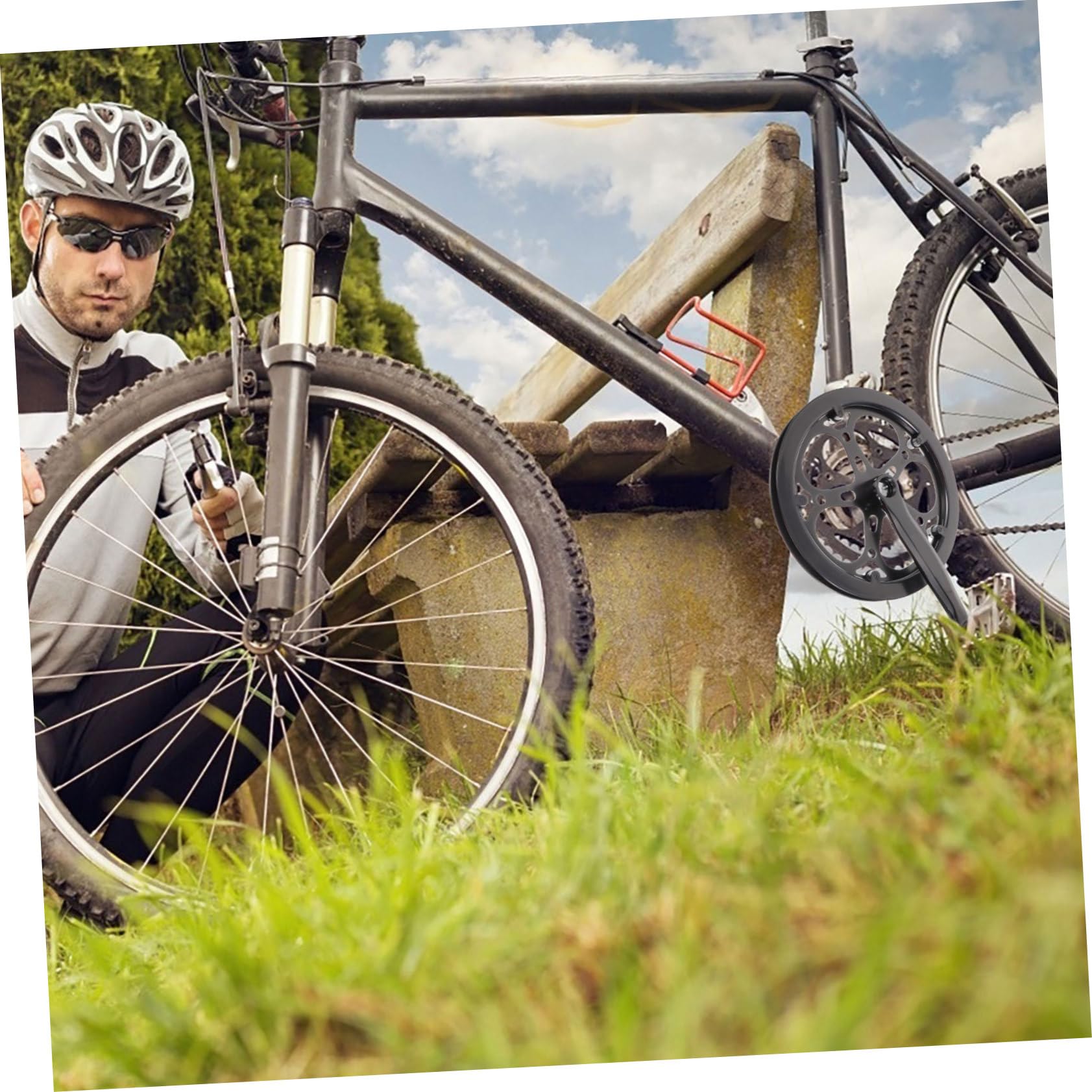 Guarnitura a velocità Singola per Bici Mountain Bike 170 Mm Corona Singola in Ferro Accessorio di Ricambio Resistente per Bici