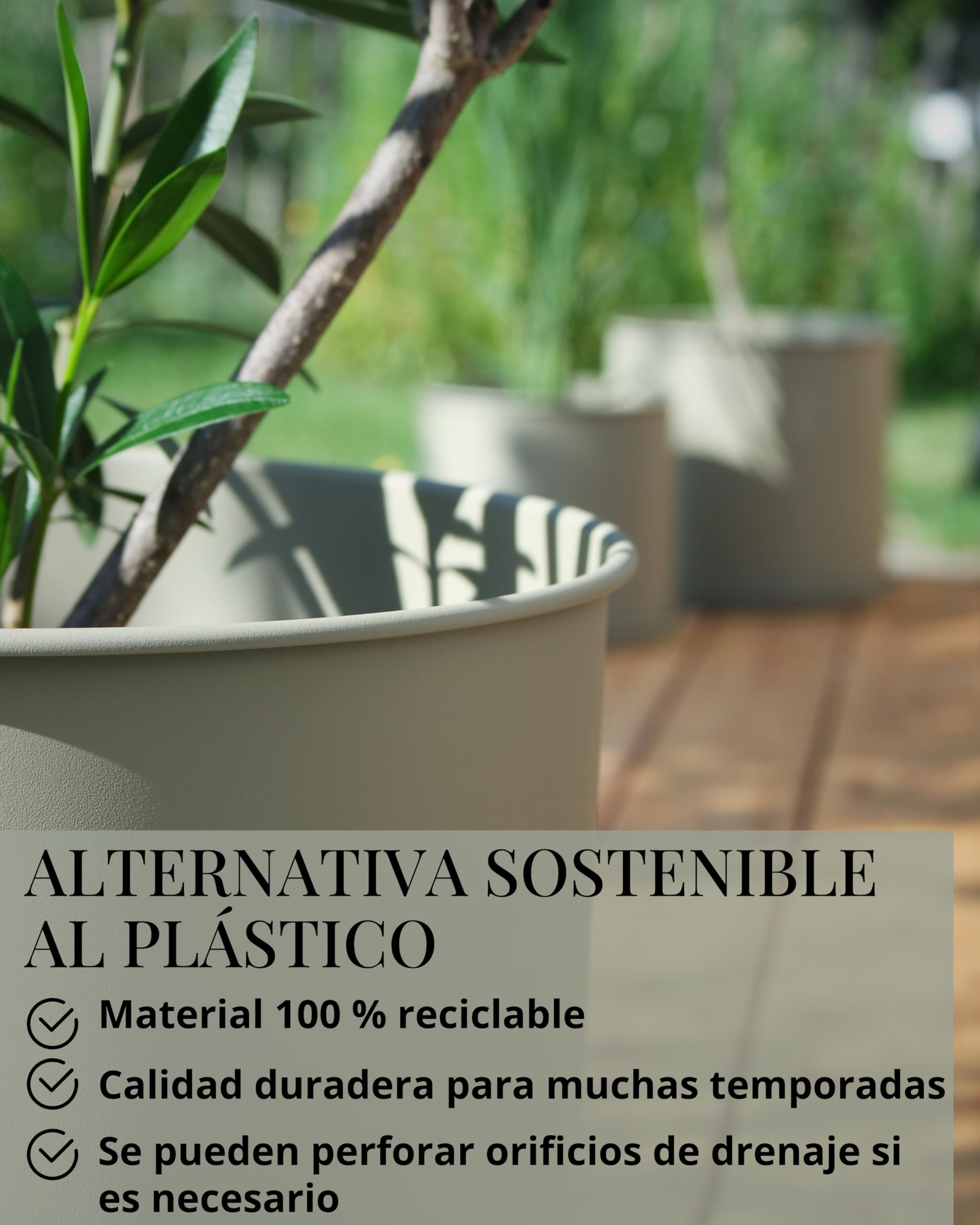 LIVLIG Juego de 3 maceteros I Macetero de 25 cm, 31 cm y 40 cm I Macetas grandes para exterior e interior I Macetas galvanizadas I Maceta verde