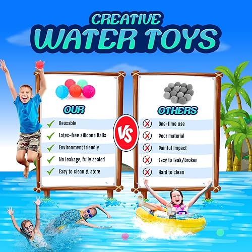 Miniatura 7 de Globos de agua reutilizables, fáciles de llenar, sin látex, silicona, globos coloridos, fáciles de usar y limpiar, para niños y adultos, perfectos