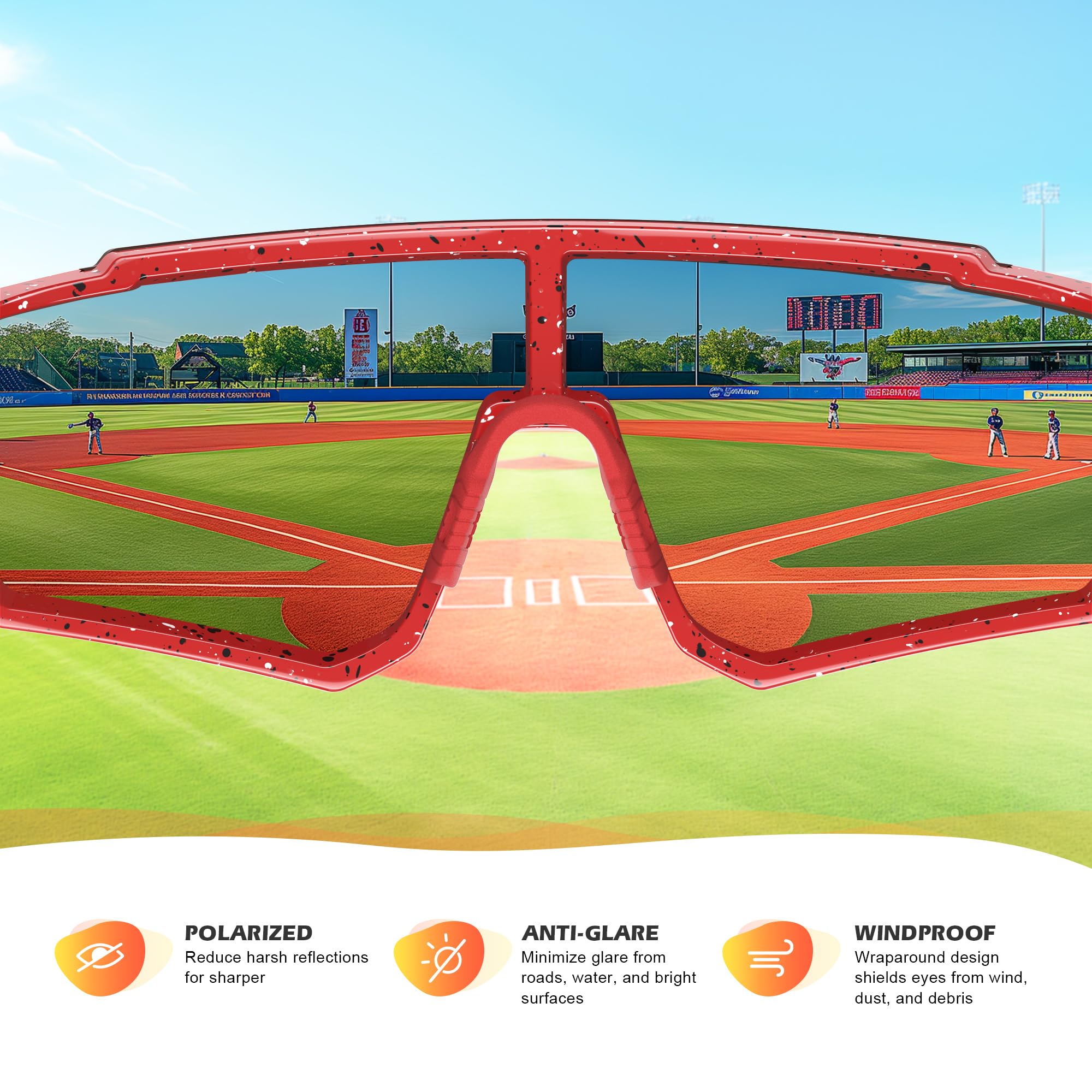 Fanshen Polaryzacyjne dziecięce okulary baseballowe - sportowe okulary przeciwsłoneczne softball jazda na rowerze dla chłopców dziewcząt w wieku 3-12 lat ochrona UV