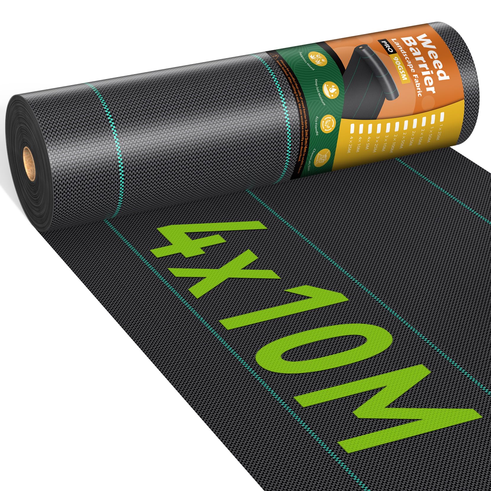 iropro 4m x 10m Heavy Duty Weed Control Membrane Garden Weed Barrier Fabric for Landscaping Driveway Gravel Artificial Grass Lawn Underlay Black Woven Roll Ground Cover