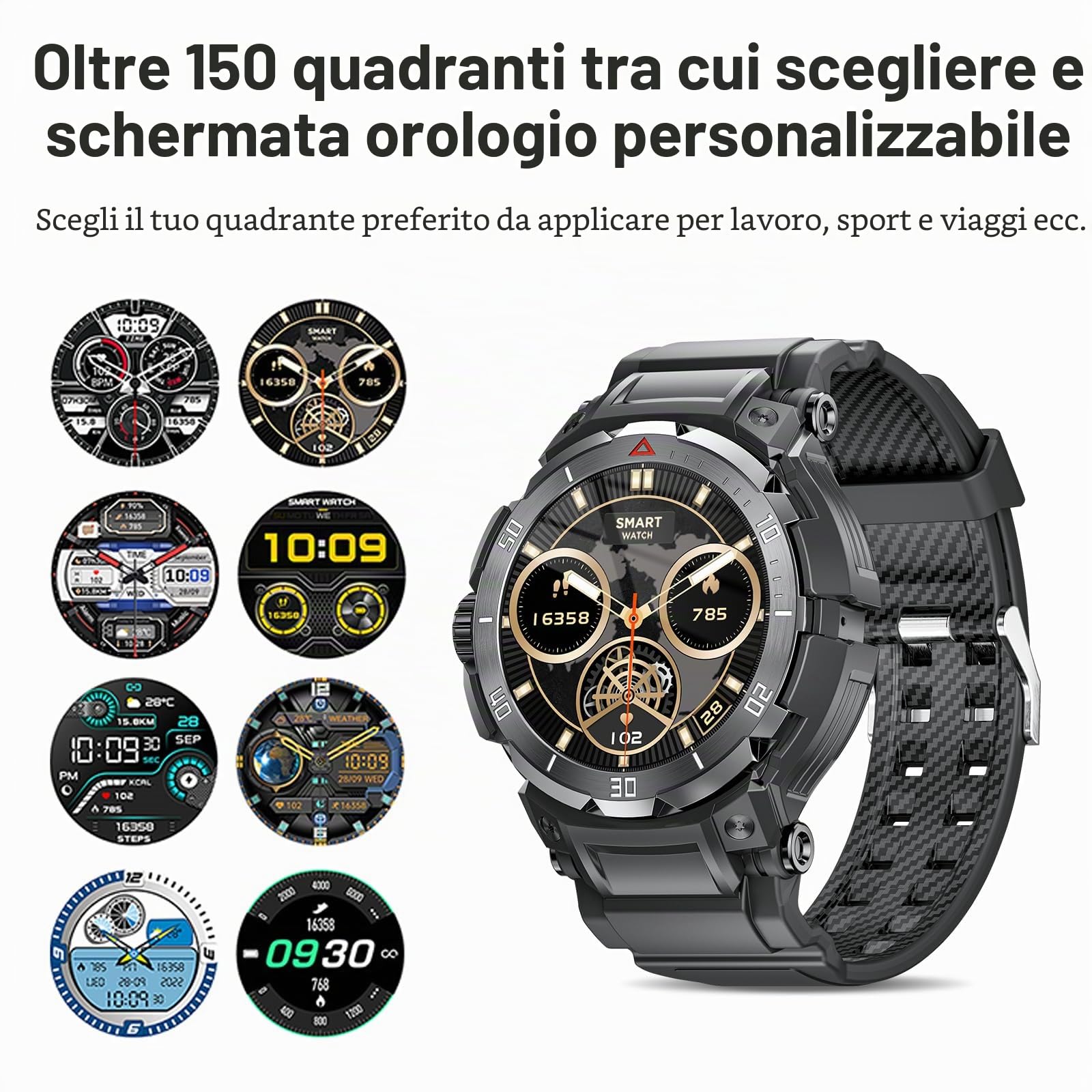 Smart Watch con cuffie da uomo, Bluetooth per chiamate può rispondere e effettuare chiamate, orologio fitness impermeabile IP67, fitness tracker