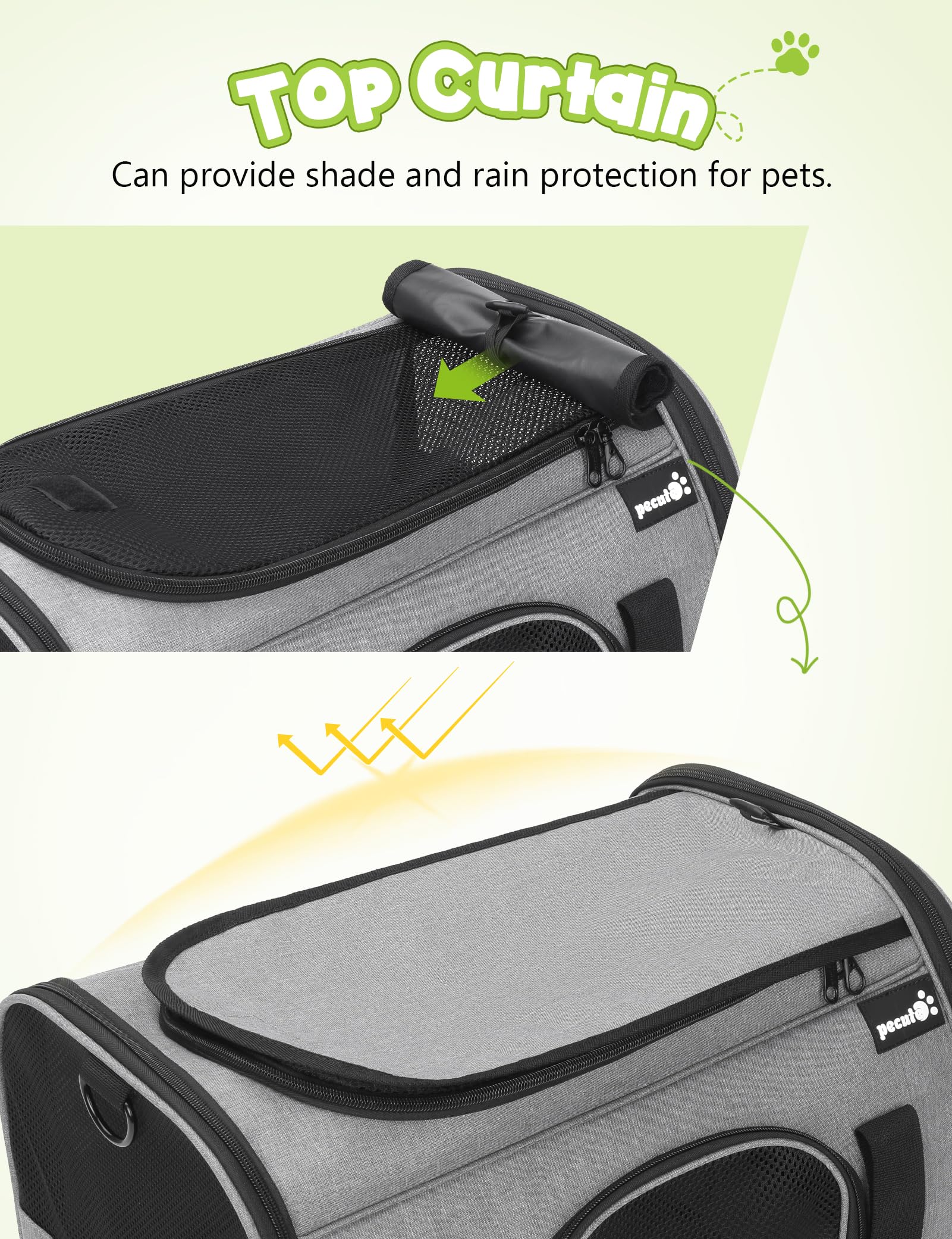 Pecute Portatile Trasportino per Gatti, Trasportino per Cani Gatti con Morbido Cuscino, Borsa Portatile o a Tracolla in Tessuto per Un Trasporto Comodo, Borsa Pieghevole per i Viaggi in Aereo