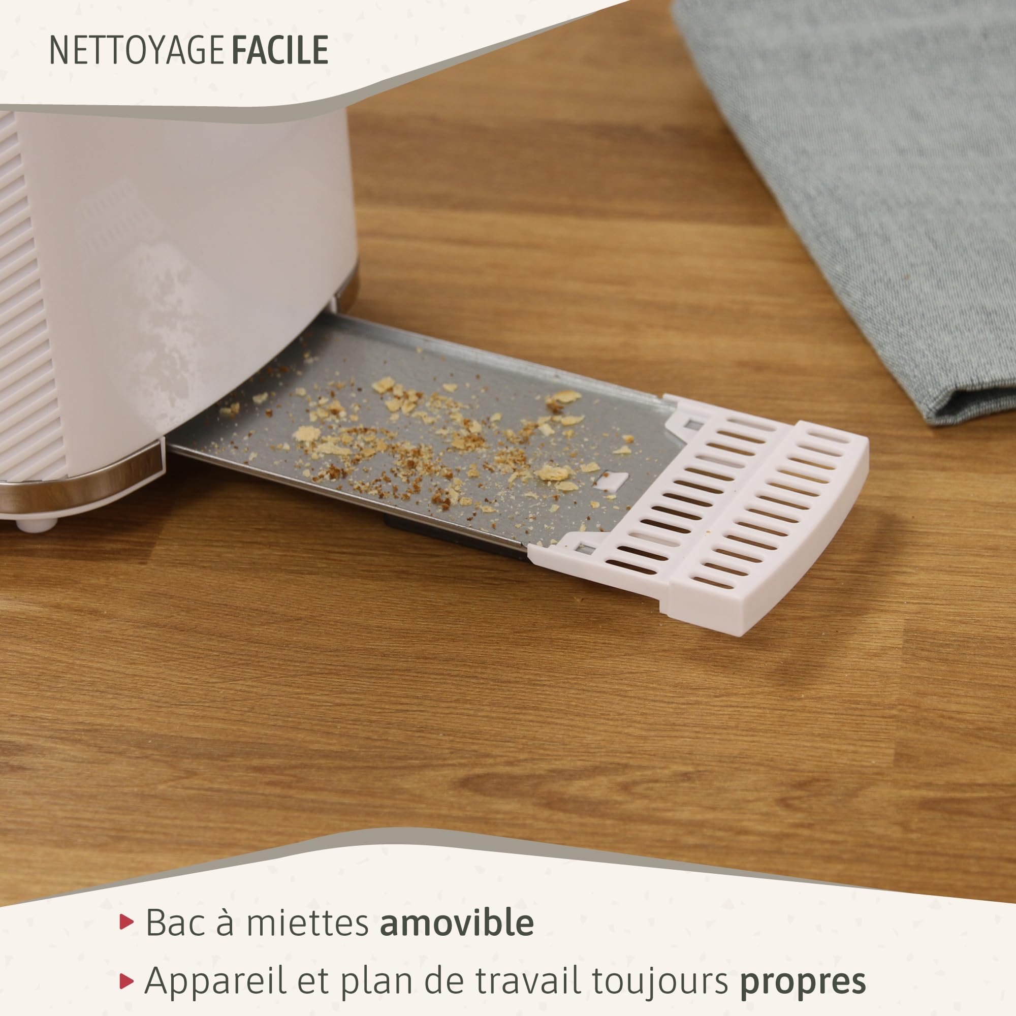 Grille Pain 2 Fentes Tranches Larges 7 Niveaux de Dorage Bouilloire Électrique 1,7 L 2200 W sans BPA Pack Petit Déjeuner Électroménager Blanc