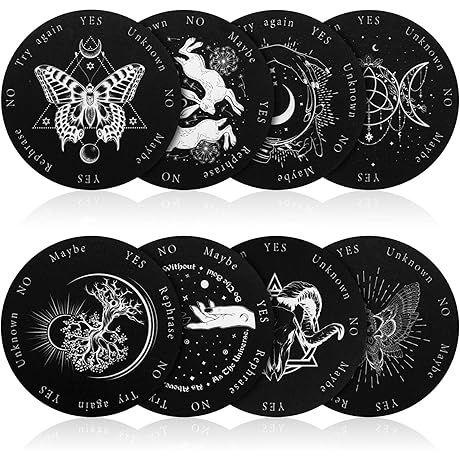 8 Pack Pendulum Board for Divination, Dowsing, and Decision Making