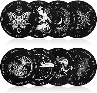 8 Pack Pendulum Board for Divination Dowsing Board Divination Metaphysical Message Witch Wooden Board Wiccan Decision Making Pendulum Kits for Beginners, 6 Inch (Classic Style)