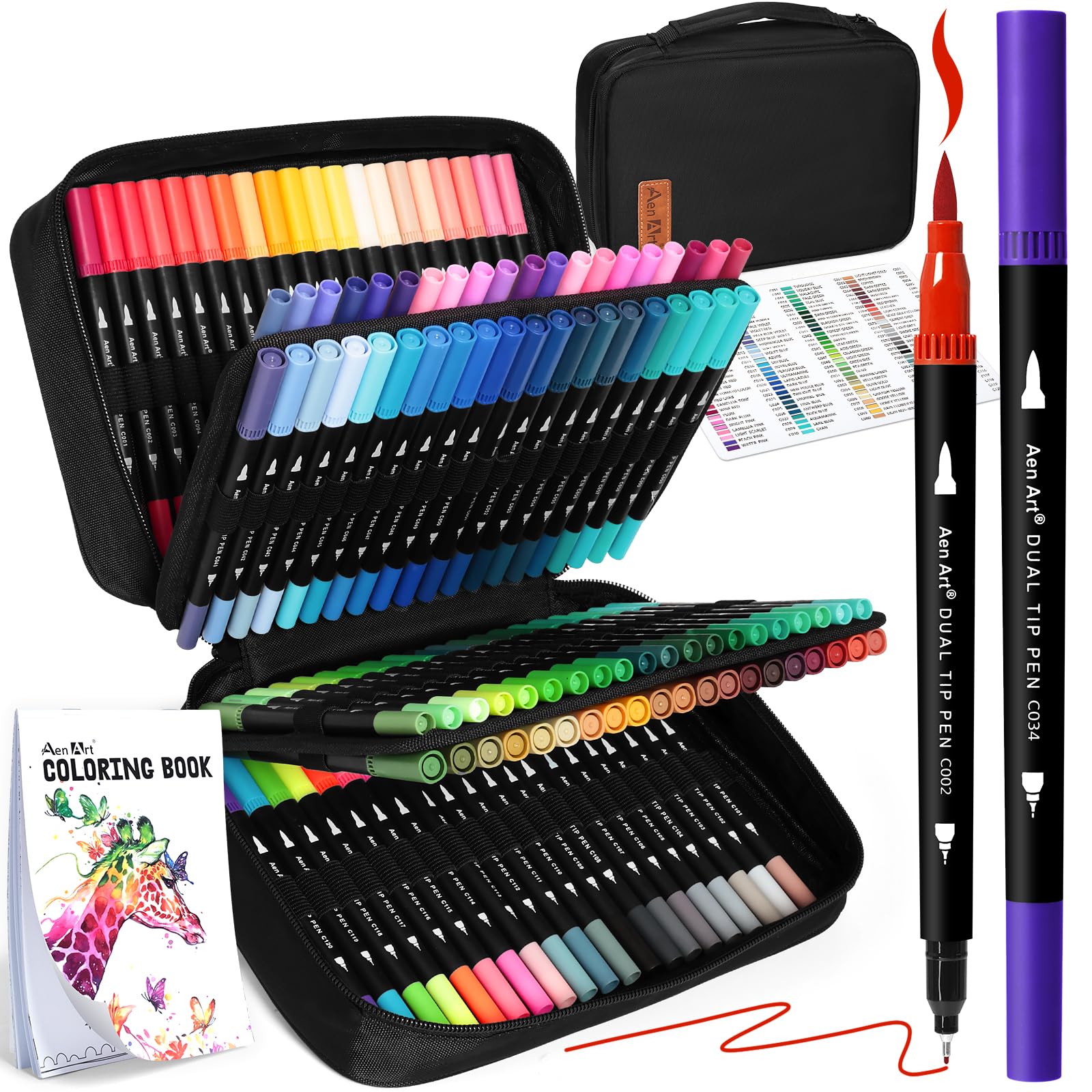 Photo 1 of 120 Colors Dual Tip Brush Pens Art Markers for Adult Coloring Books, Artist Drawing Sketch Markers Set with Fine & Brush Tip