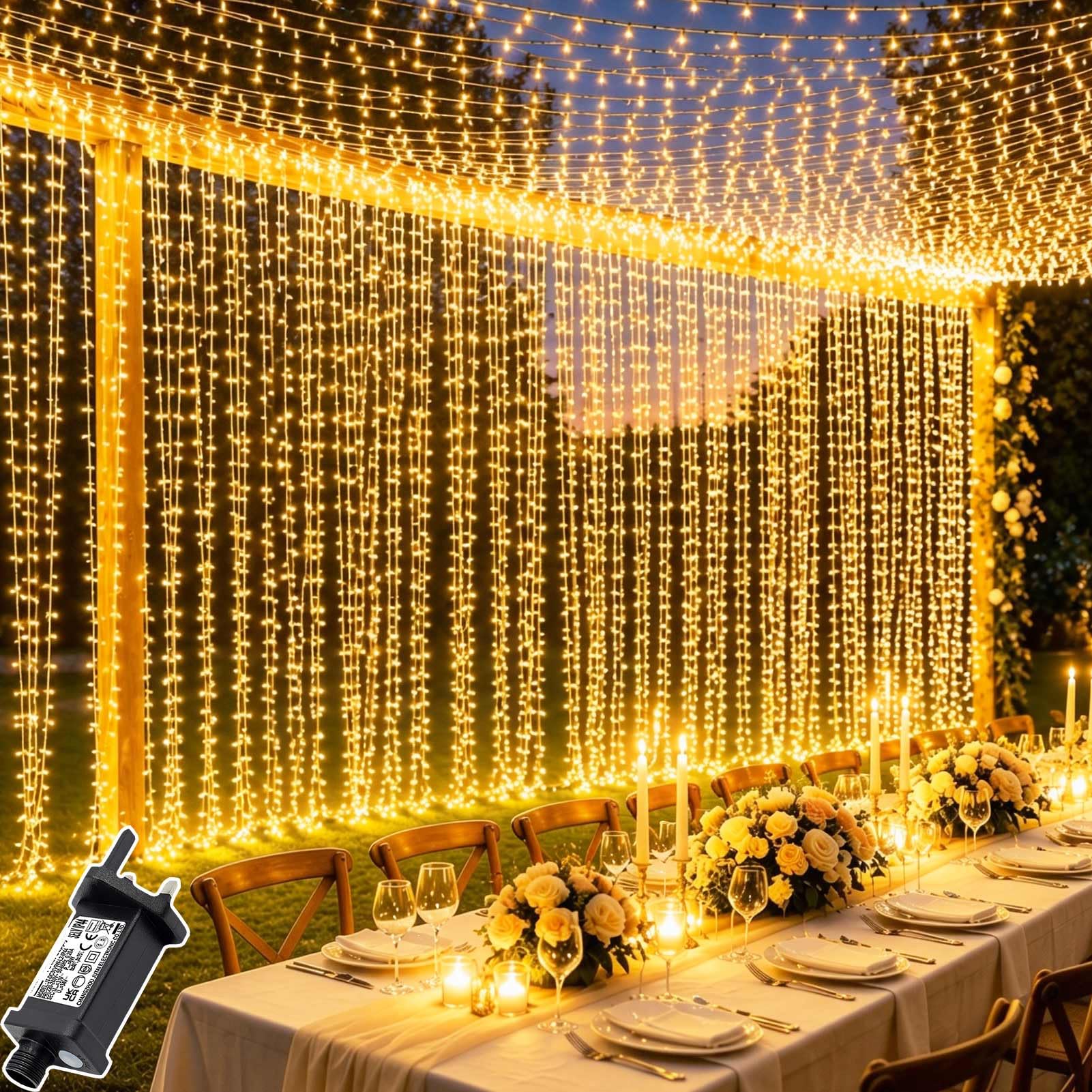 Curtain Lights Outdoor Indoor 2 Pack 600 LED 6m x 3m Curtain Fairy Lights โ image 1