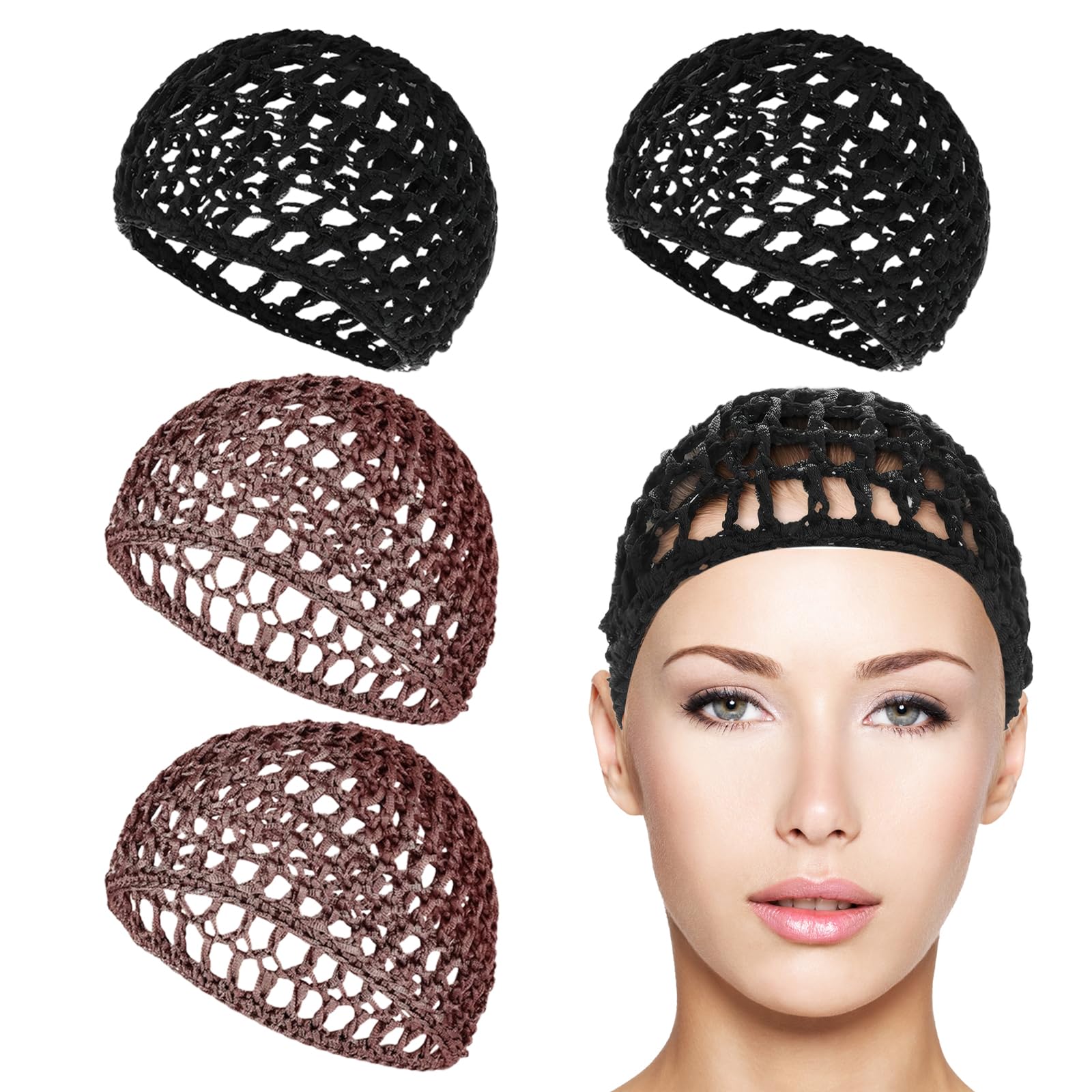 Kighdel Hair Nets for Women for Sleeping 4 PCS Tubi Hair Wrap Keep Curls Intact & Tangle-Free,Breathable & Hypoallergenic,Accessory for Sleeping