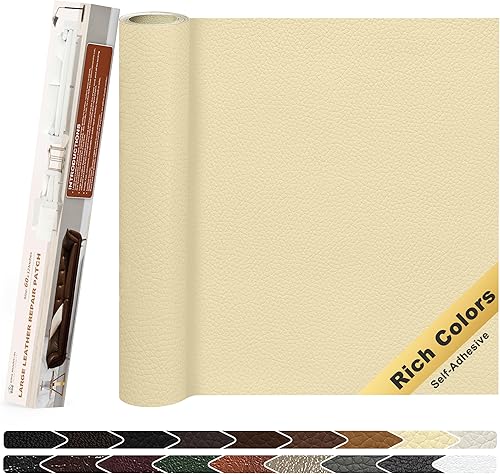 Vista 34 de KING MOUNTAIN Parche de reparación de cuero, cinta de reparación de cuero autoadhesiva de 4 x 63 pulgadas para muebles de cuero dañados, asientos