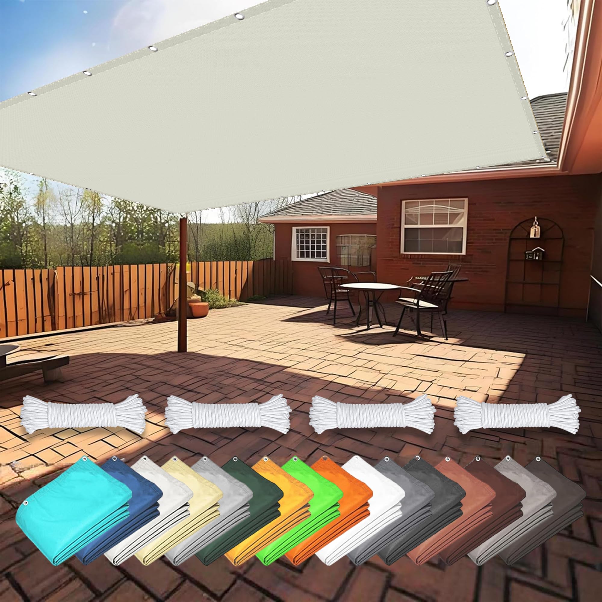 Voile d'ombrage 3 x 3.6 m contre la chaleur et la pluie sur votre balcon