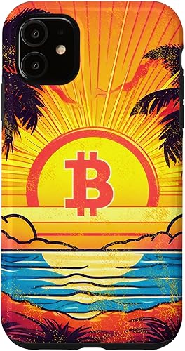 Miniatura 10 de iPhone 12 Pro Max Logotipo de Bitcoin, símbolo, amanecer, vacaciones, sol, playa, océano Caso