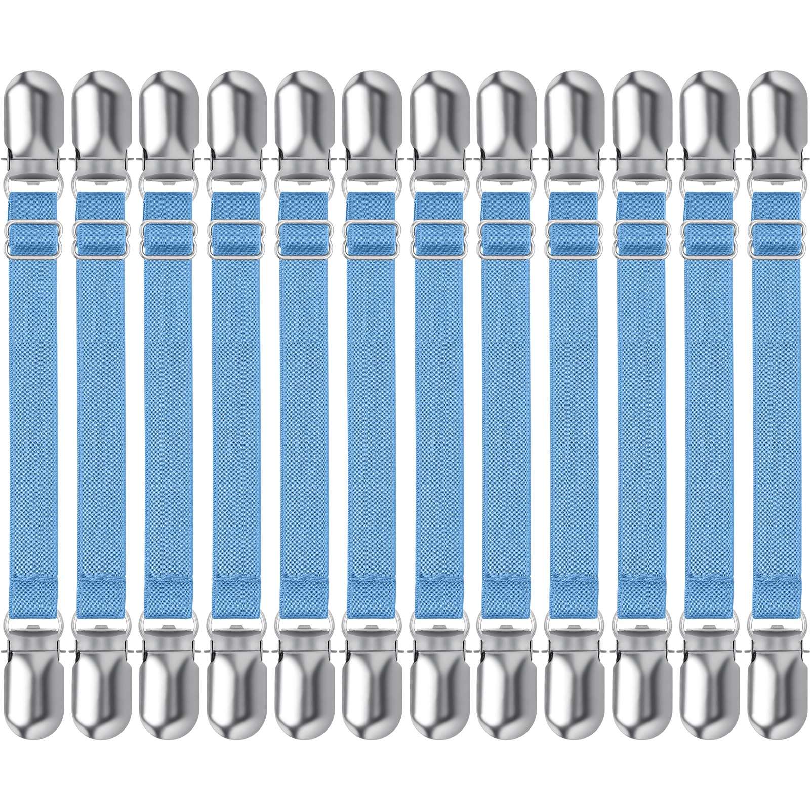 Boao 12 Pcs Bedsheet Strap Elastic Clip, Sky Blue, 8-12 Inch Length