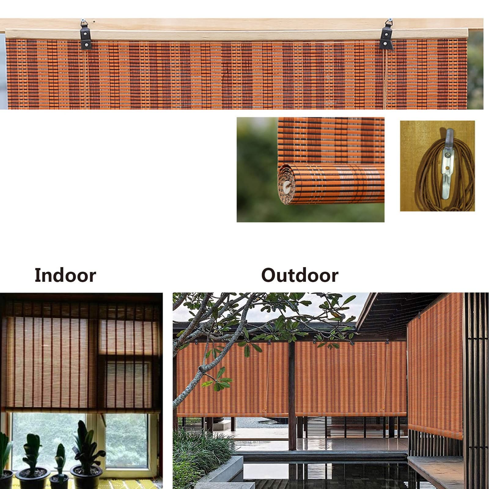 Wałki bambusowe do użytku na zewnątrz i wewnątrz i na zewnątrz, ochrona prywatności, do patio, Pera i domu, żaluzje bambusowe dla lepszej estetyki
