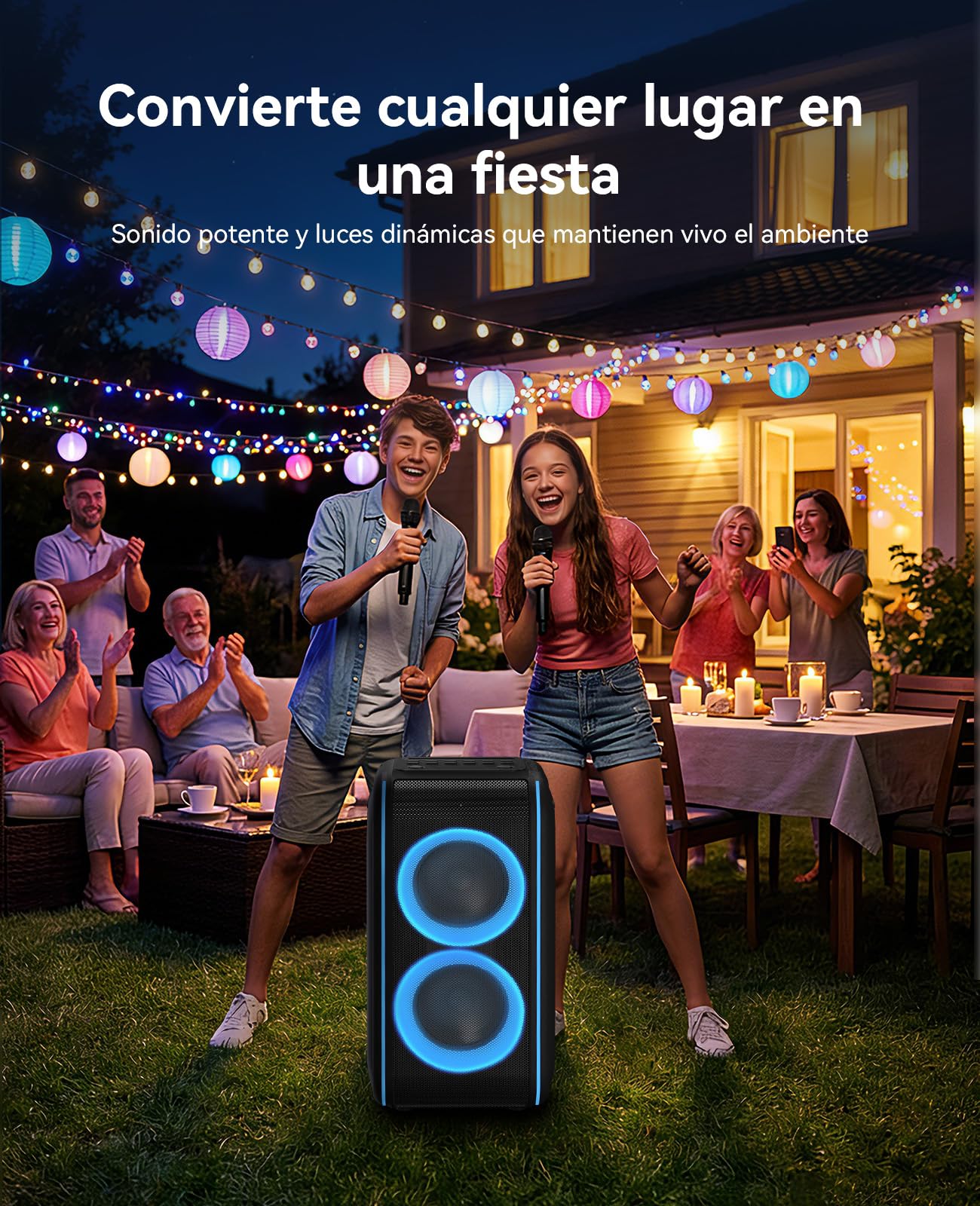 GREEN KEEPER GKD62 Máquina Karaoke, Altavoz Bluetooth 400W con 2 Micrófonos