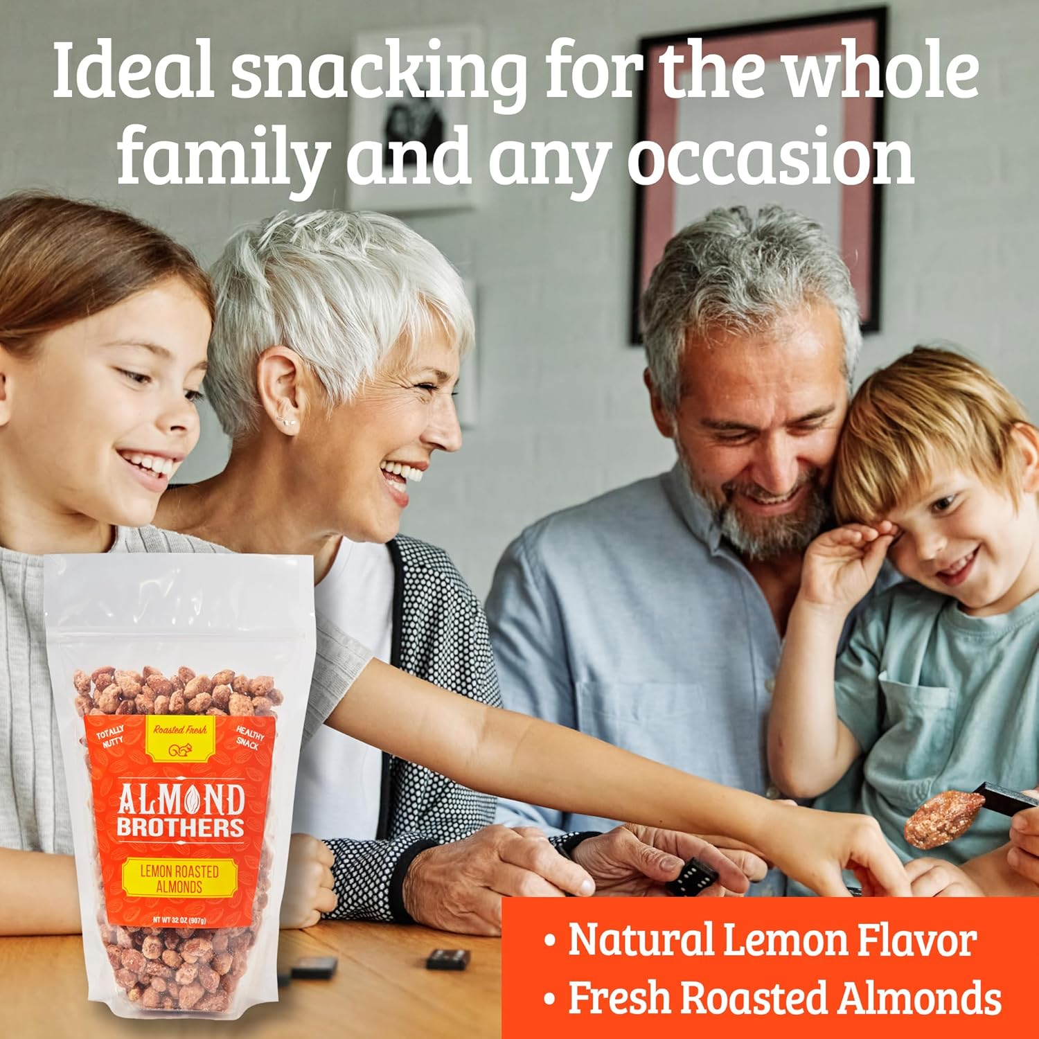 Almond Brothers Roasted Almonds - 2 lb Bag - Hand Crafted Lemon Glazed Almonds, Gluten-Free, Non-GMO