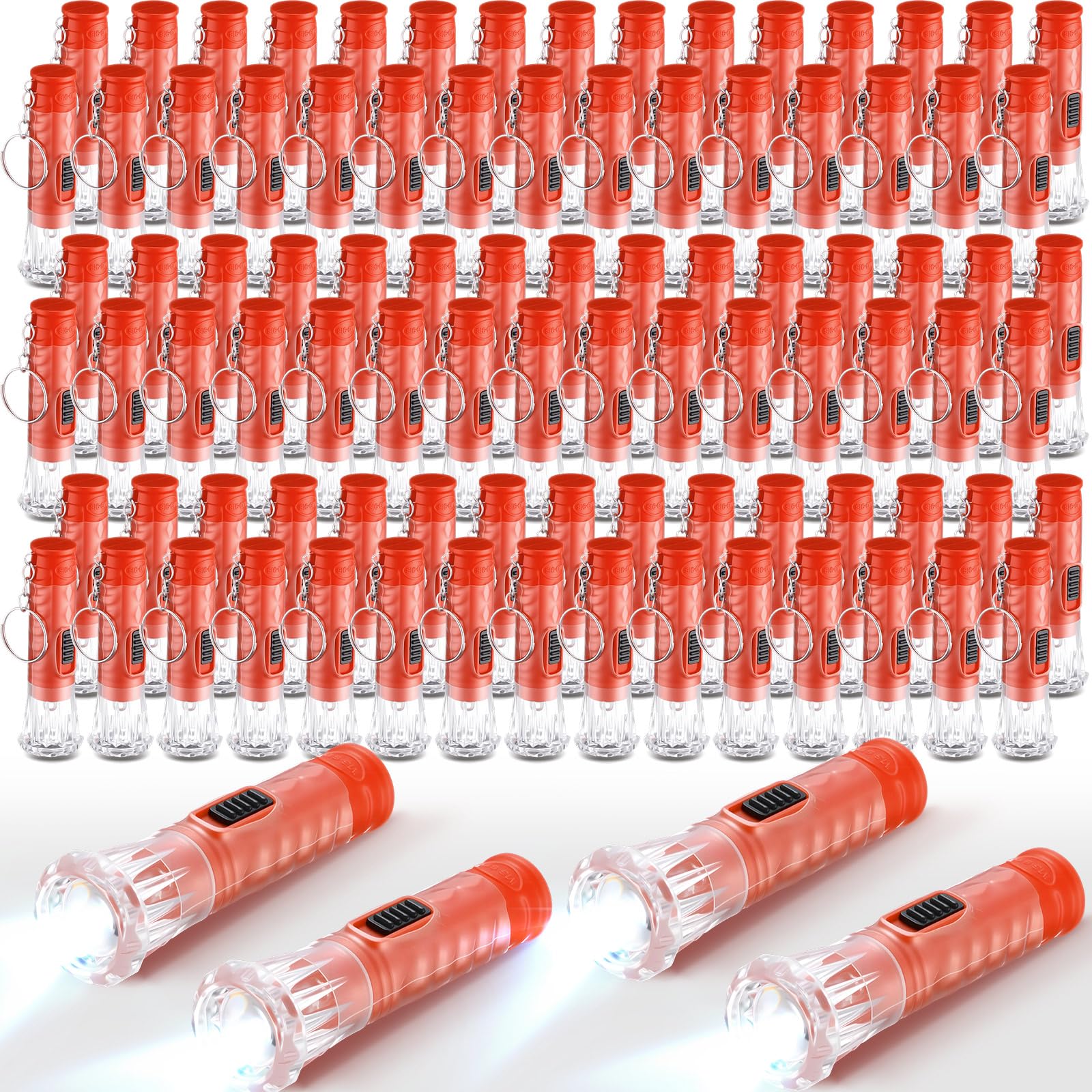 Jexine 100 Pcs Mini Flashlight Keychain Bulk,Red — image 1