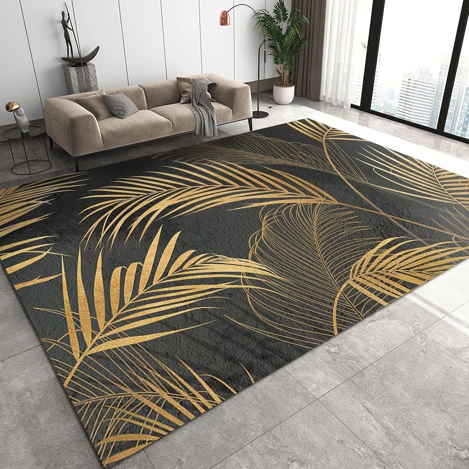 Tapis de zone 3D plante feuilles fleurs grand tapis flanelle antidérapant 100x200