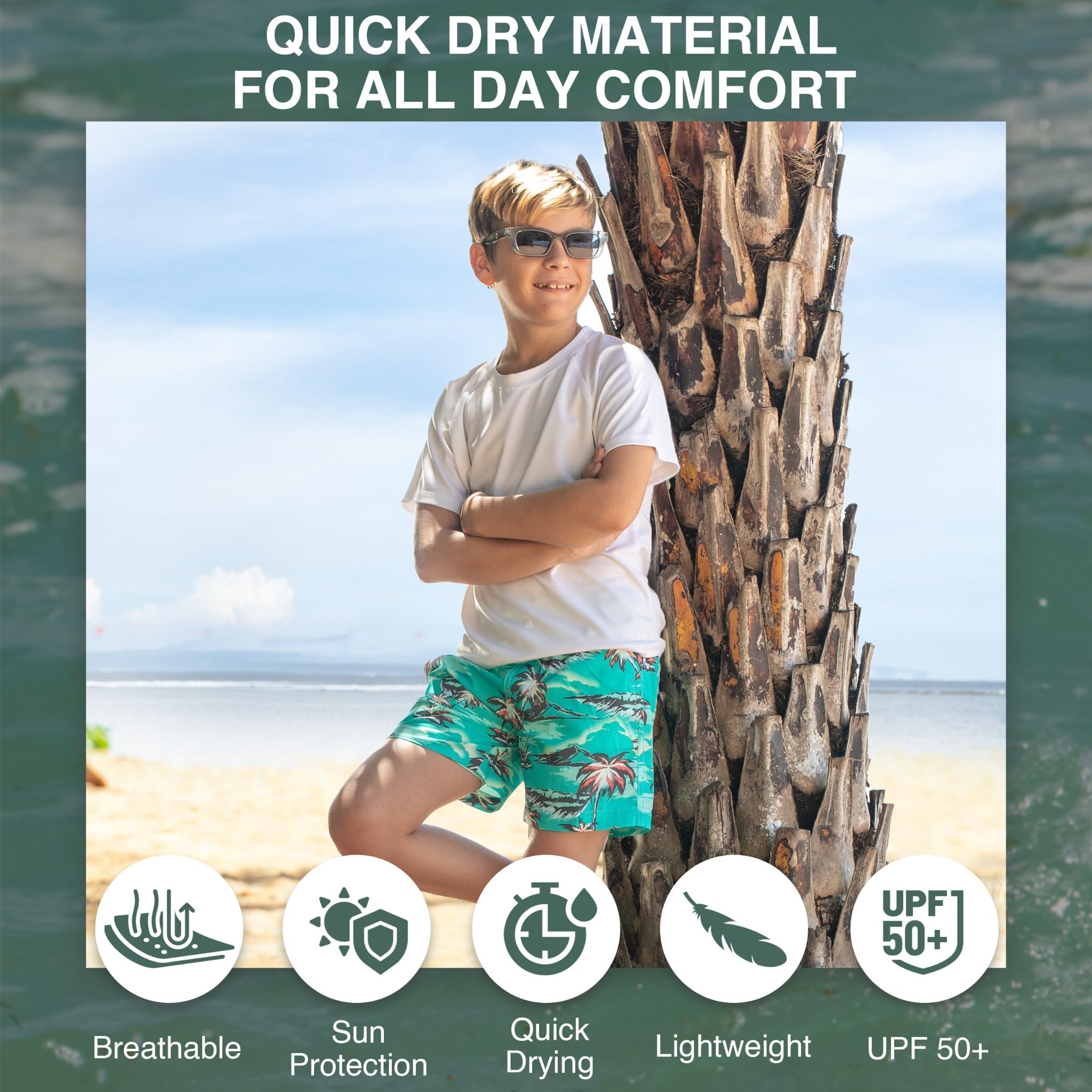 Kanu Surf Adventure Swim Trunks with Compression Liner Quick Dry Stretch Boys Swimsuit Bañador para Hombre para Niños