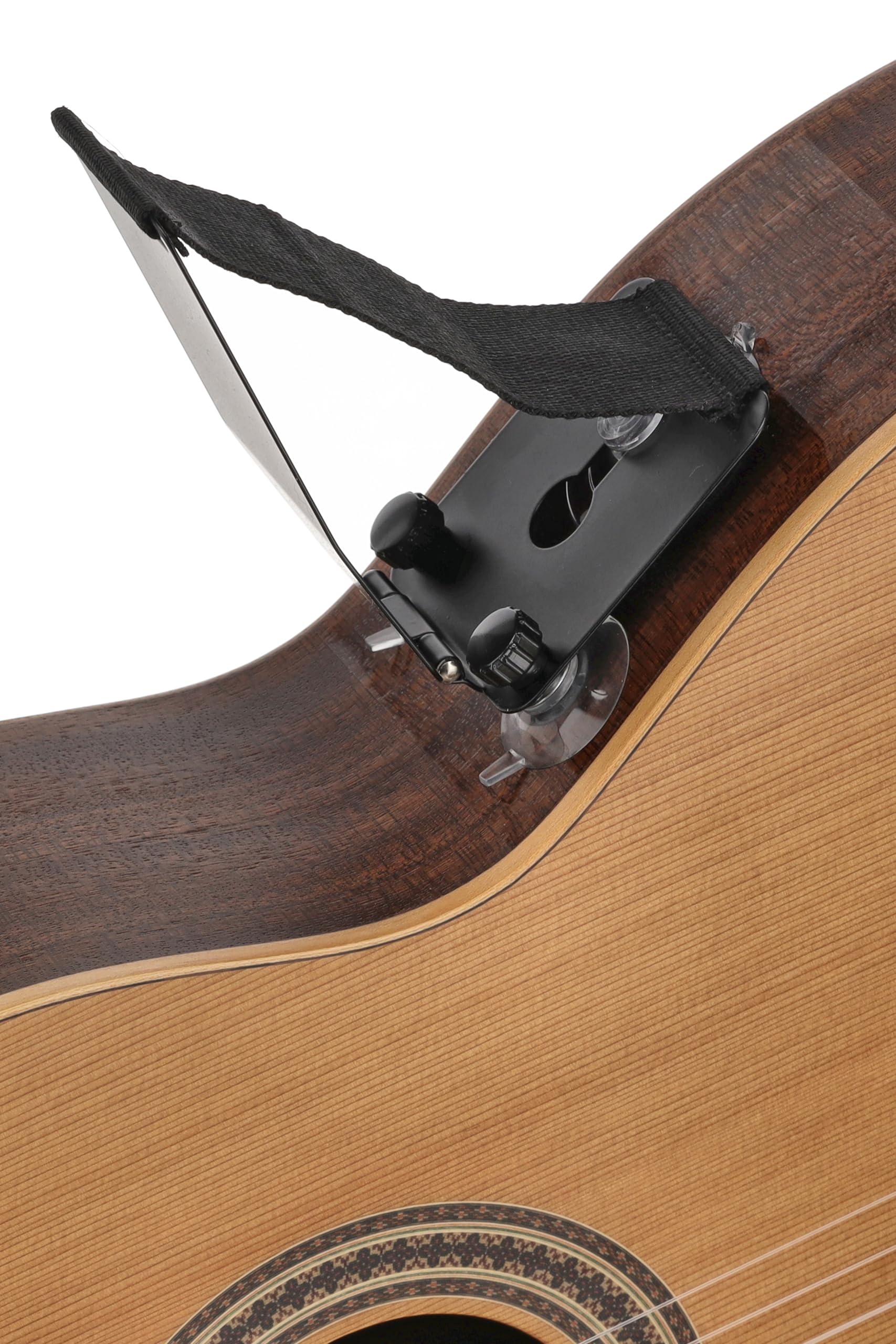 GEWA Soporte para guitarra tenor - plegable de metal - estrecho, también adecuado para aros planos - cinta cosida - negro