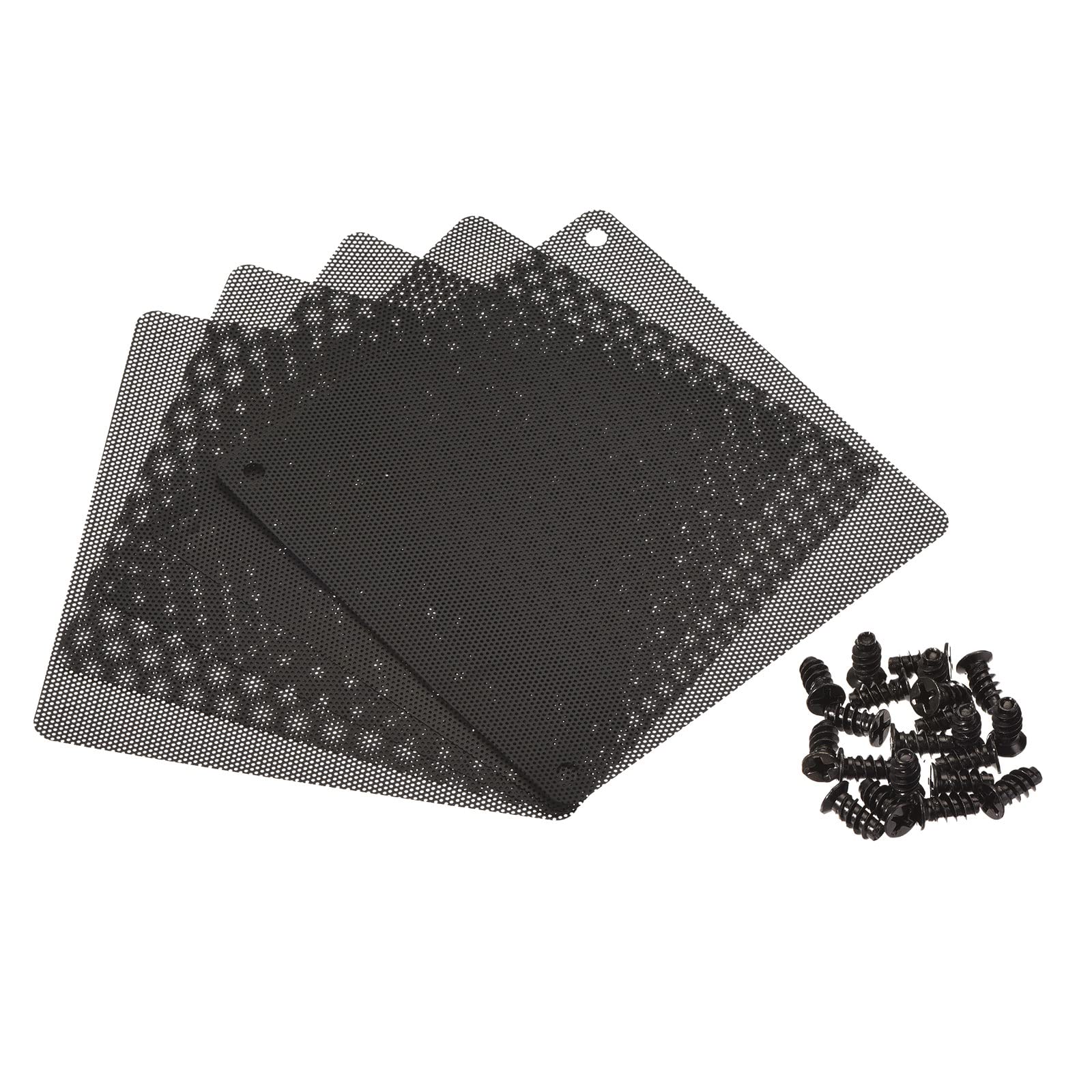 MECCANIXITY 120mm Computer Fan Filter Grills PVC Mesh Dustproof Case Cover with Screws for Computers, Black Pack of 5
