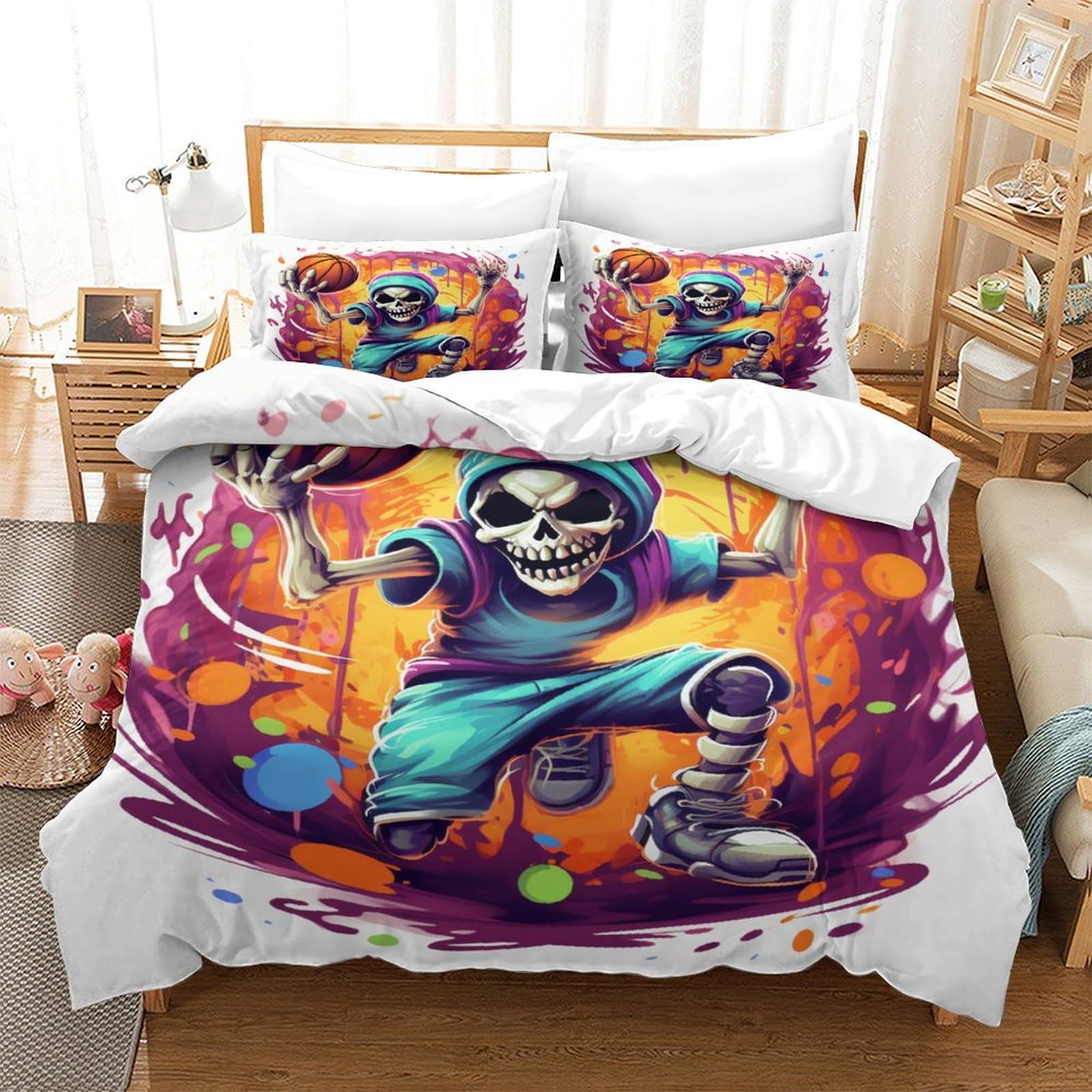 Housse de couette 140x200 hypoallergénique en microfibre douce avec zip