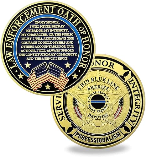 Monedas conmemorativas de oración de la aplicación de la ley delgada línea azul policial desafío policial