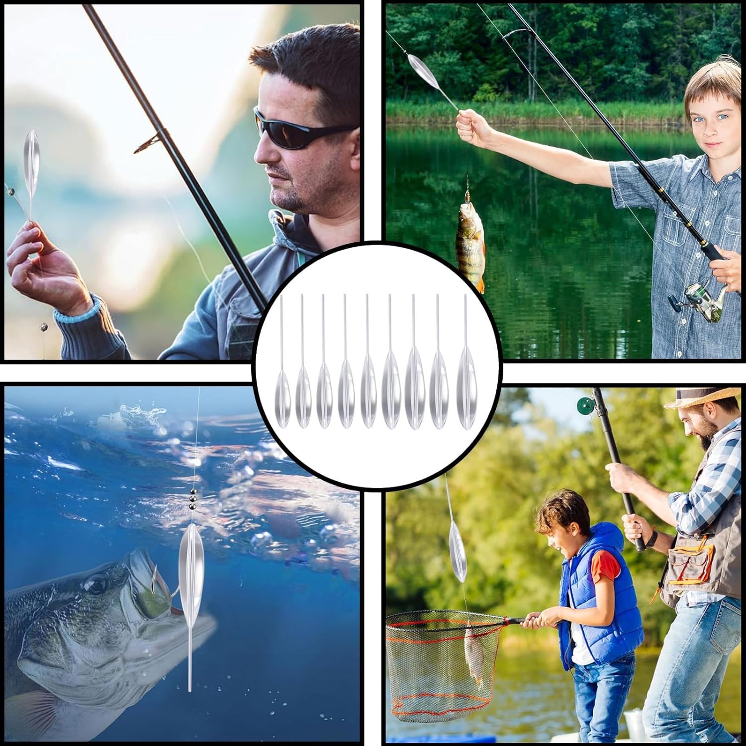 9 Piezas Sbirulino Kit de Bombardas de Pesc, Bombetas Pesca Flotadores Peso con 6g、8g、10g、12g、15g、20g、25g、30g、35g, Bombetas Pesca,para Superficie de Trucha, para Carpas, Playa, Costa