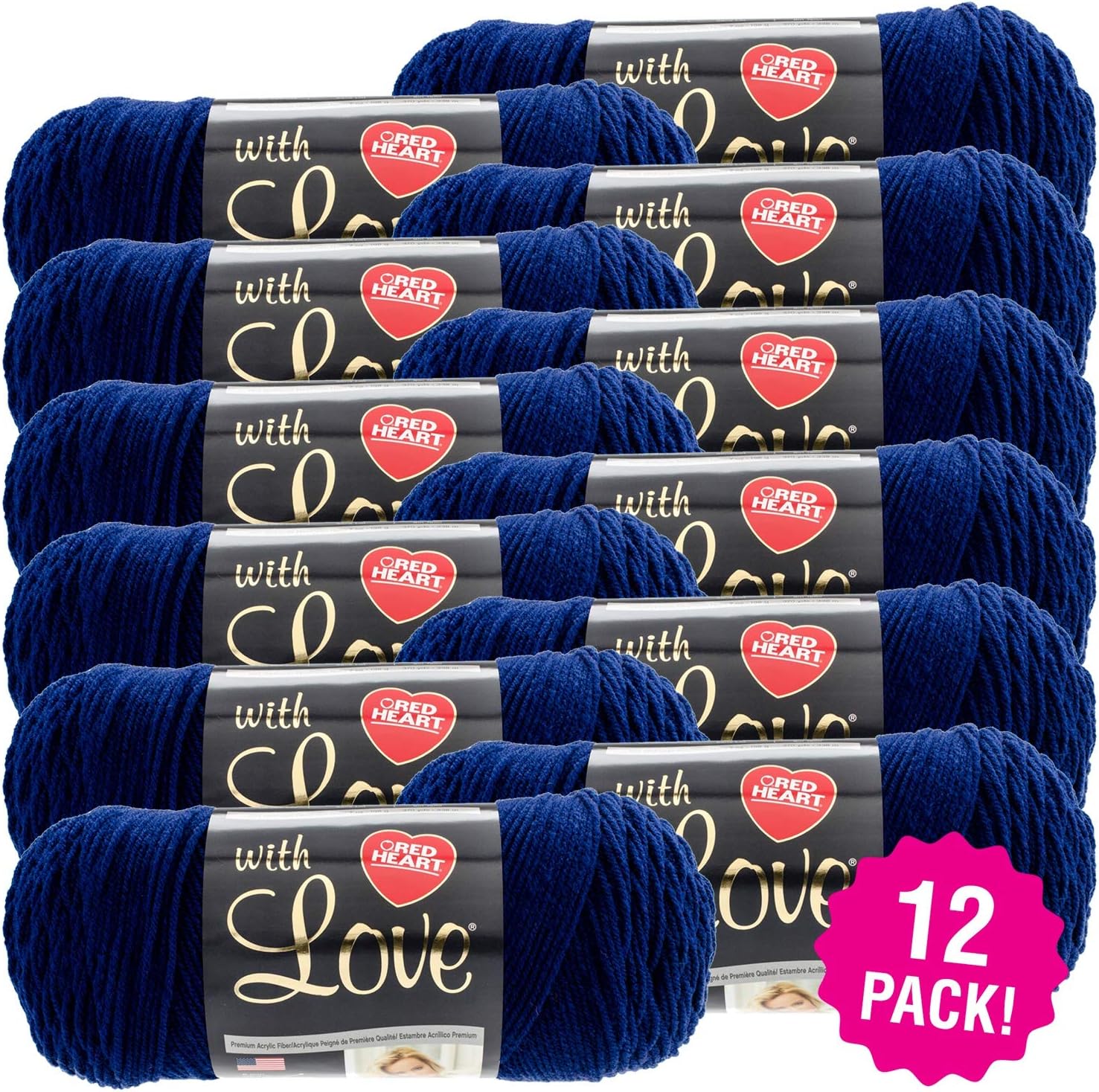 Red Heart Love Yarn-12/Pk-Navy, 12/Pk, Navy 12 Pack
