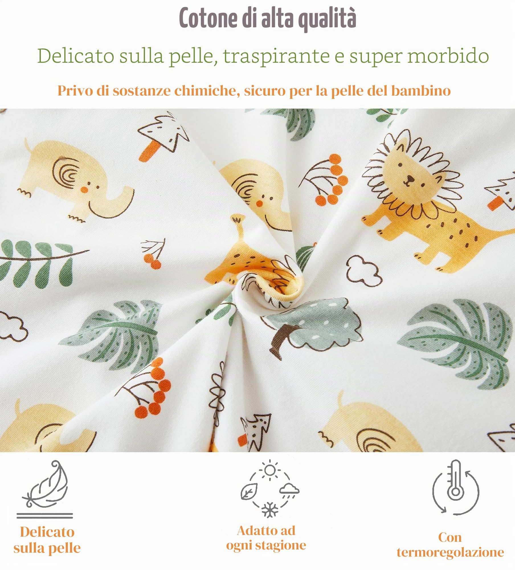 Chilsuessy Sacco nanna estivo per neonati, confezione da 2 pezzi, 0,5 Tog, 100% cotone, senza maniche, per neonati