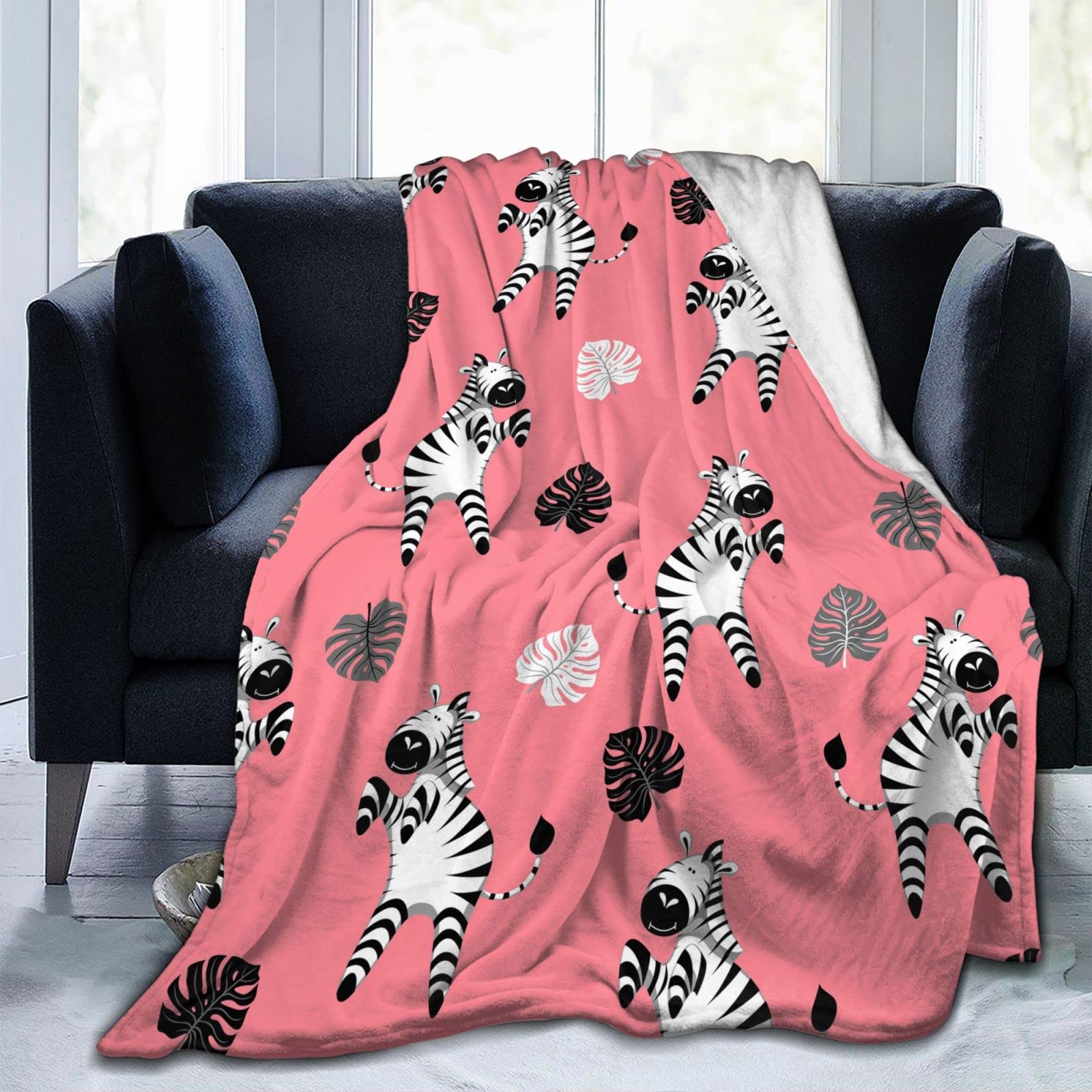 Cartoon Funny Dance Zebra Throw Blanket Ultra Soft Flannel Fleece
