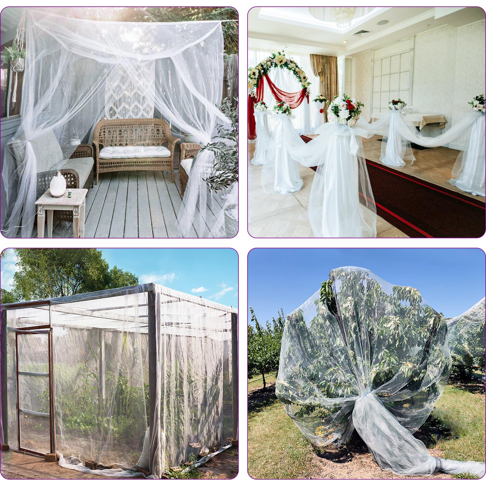 Telo Zanzariera Rete Antizanzare 3x10m, Rete Anti Insetti, Rete Balcone Esterno Barriera per Mosche Mosquito e Uccelli, per Terrazzo Giardino Gazebo Piscina e Protezione per Piante(Bianco)
