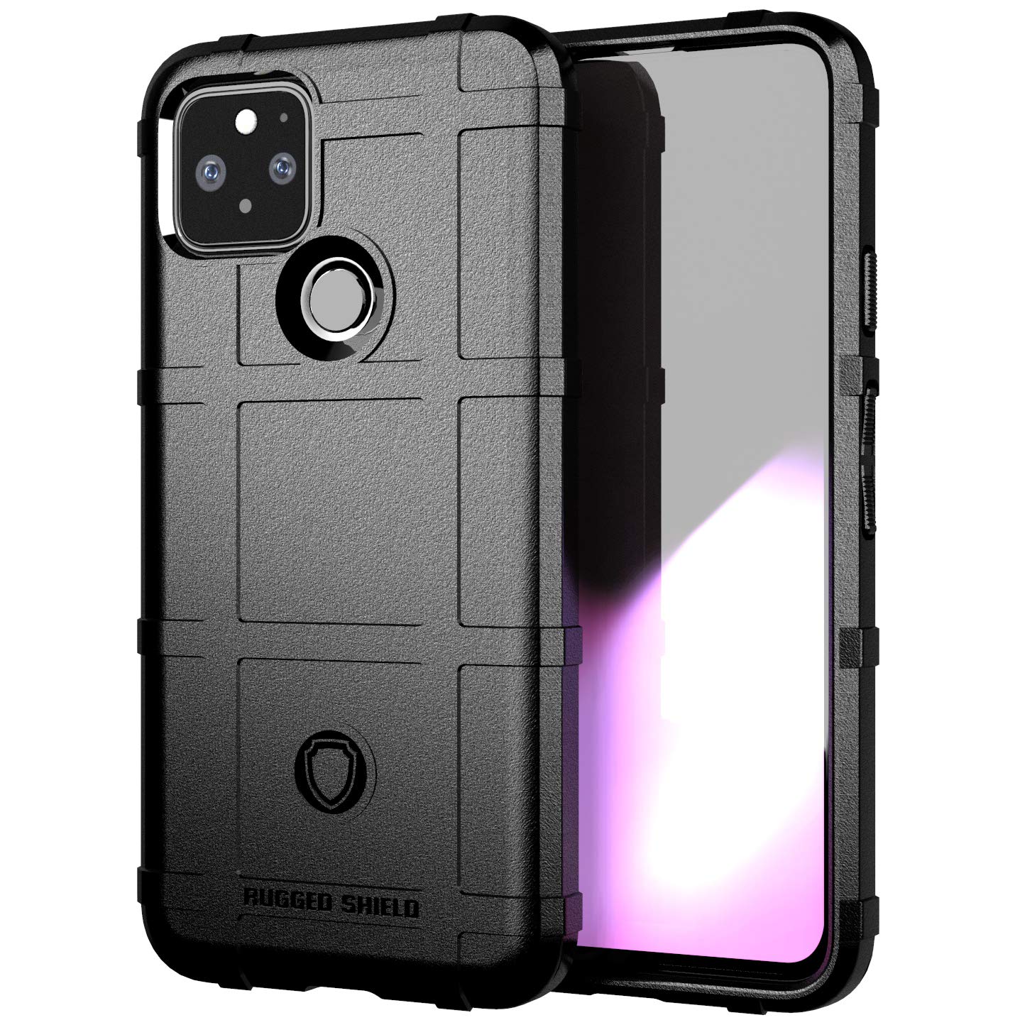 Google Pixel 5 Phone Case,SZYZ Rugged Shield Slim Phone Case with Heavy Duty Shockproof Military Grade Anti-Fall and Camera Protection Function Cover for Google Pixel 5,HD Black