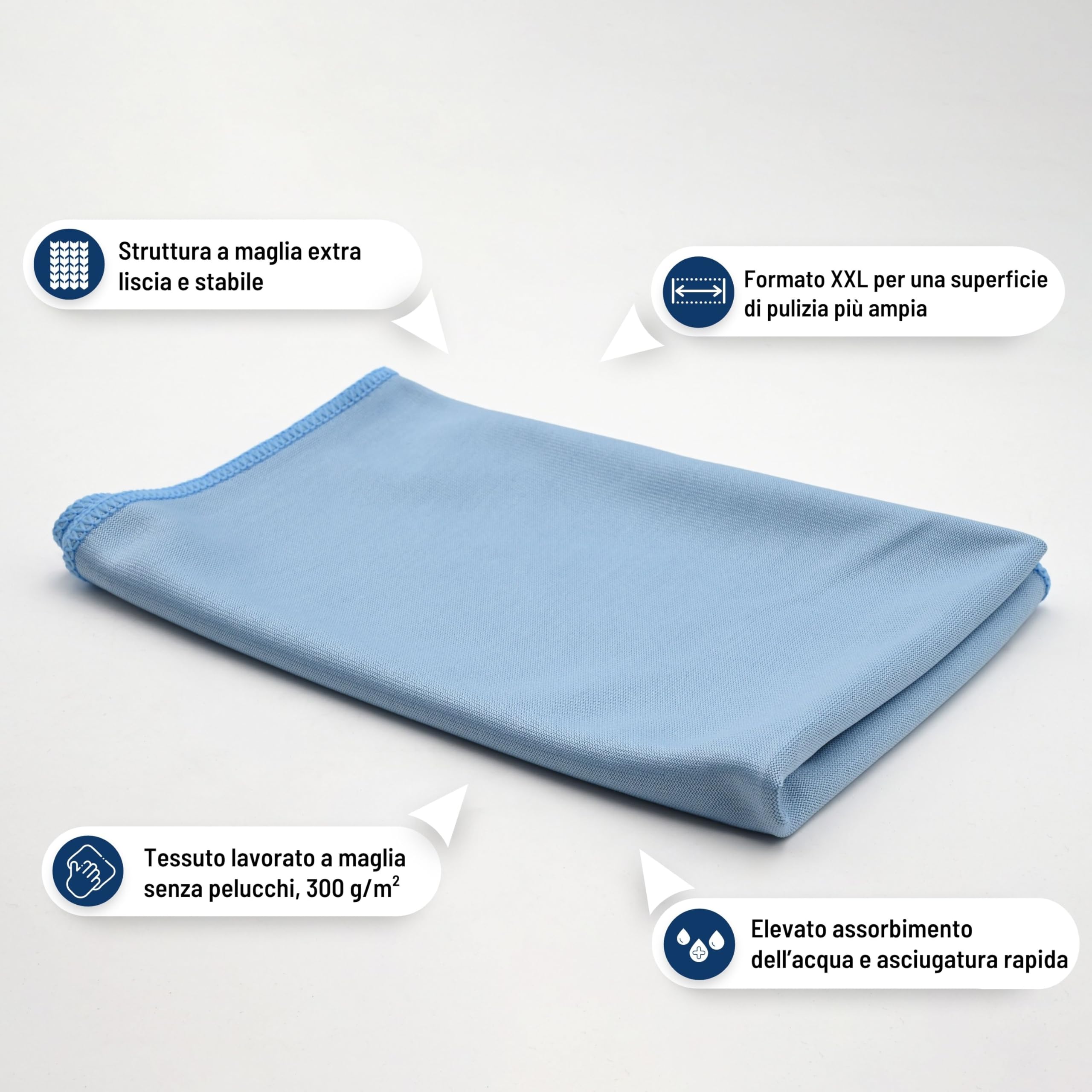 Sonty Panni vetri XL microfibra 50x70 cm – Confezione maxi 10 panni antialone | Panno vetri & panno magico per specchi e cucina | Lavabile 40–90°C (Blu)