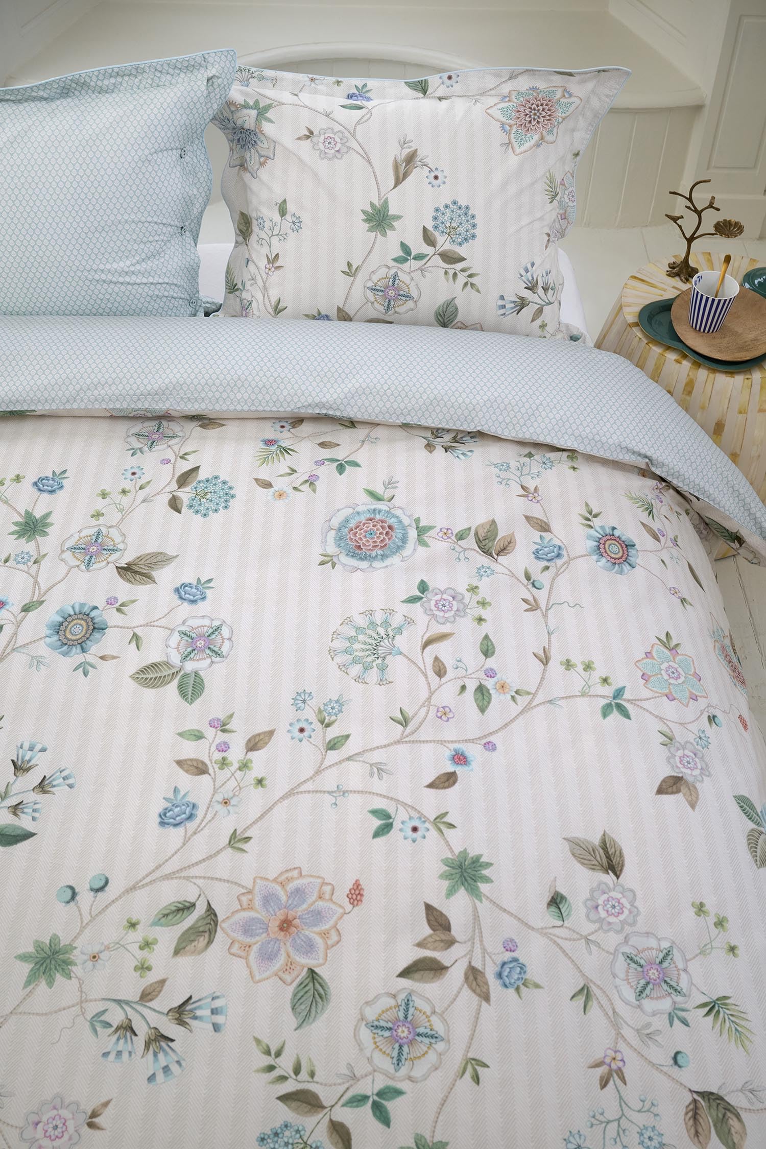 Pip Studio Bettbezugsset Flores Bailando Gebrochen Weiss 200x200cm