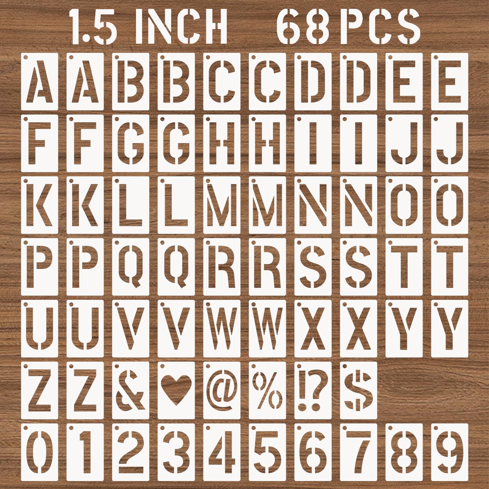 DZXCYZ 1.5 Inch Letter and Number Stencils, 68 Pcs Reusable Plastic Alphabet Spray Paint Stencils for Painting on Wood, Wall, Fabric, Rock, Signage,
