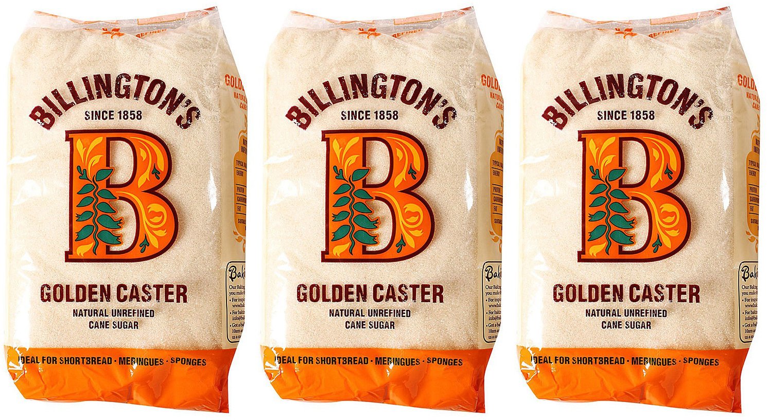 (3 Pack) - Billingtons - Org Golden Caster Sugar | 500g | 3 Pack Bundle
