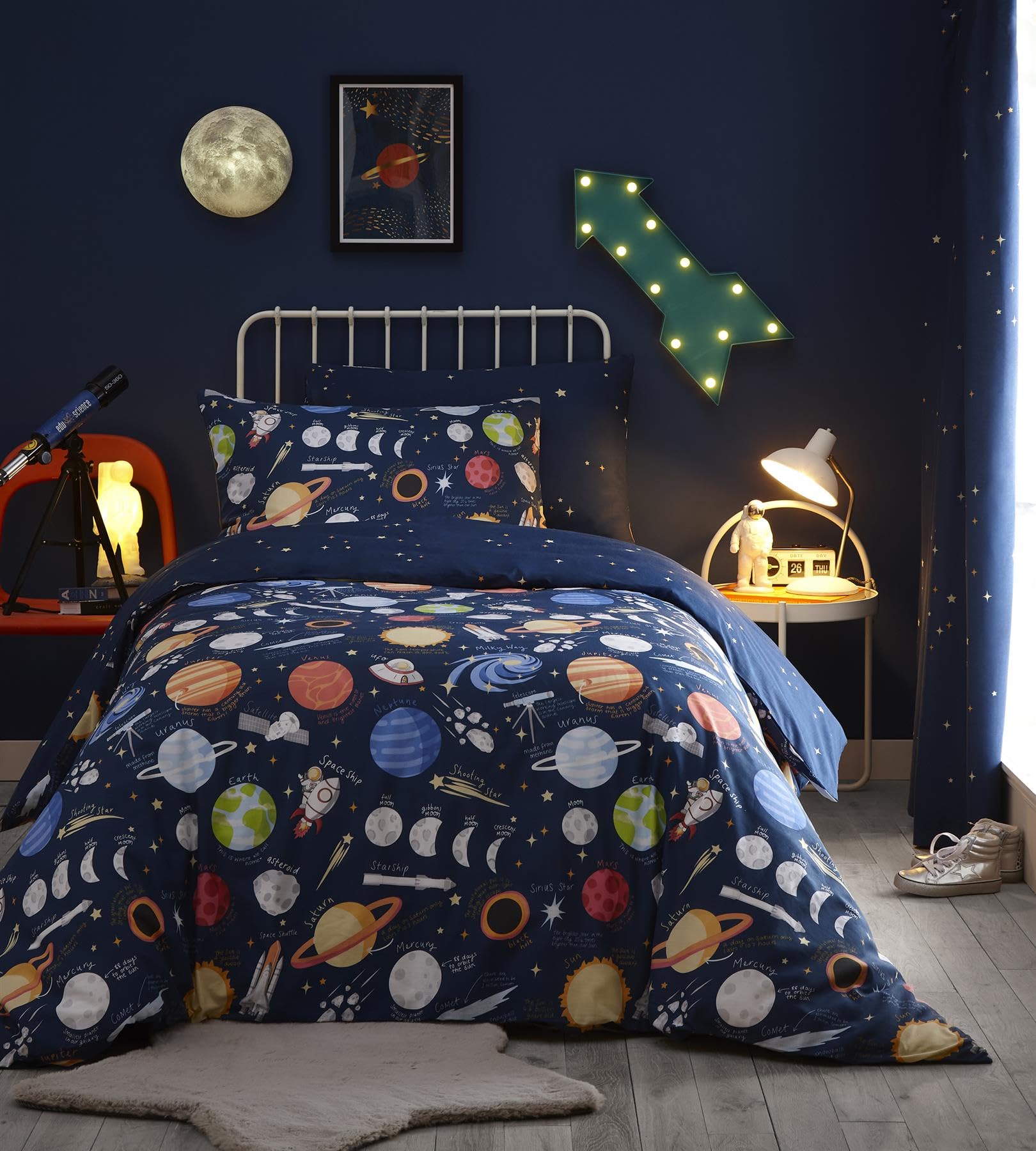 Charlotte Thomas Space Duvet Cover Set Reversible Bedding Single Navy