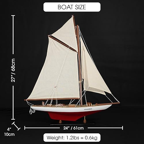 Miniatura 2 de vinacreations Endeavour Yate modelo de barco de madera de 27 pulgadas de estanque de vela de copa americana, modelo de madera, barco, artesanía,