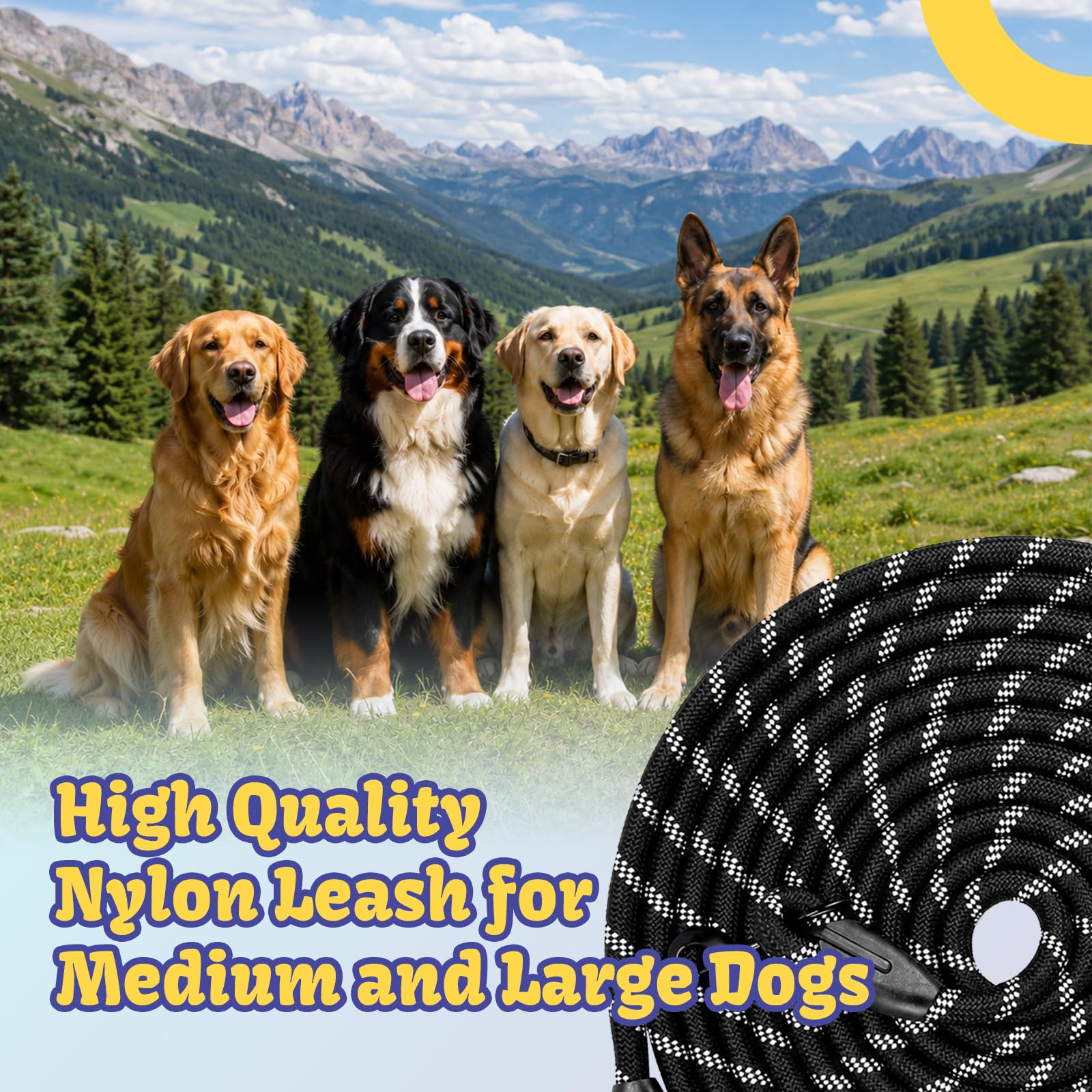 2 correas de entrenamiento para perros medianos y grandes, 20 pies de largo, color negro
