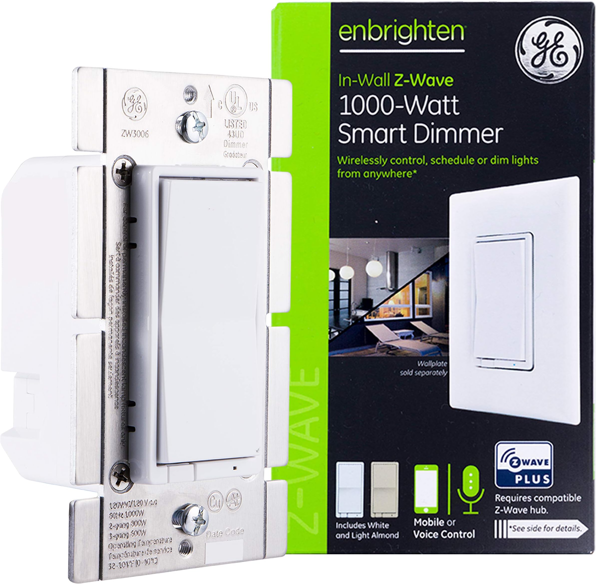 Ge Z-wave In-wall 1000w 500s Smart Dimmer JAS14299