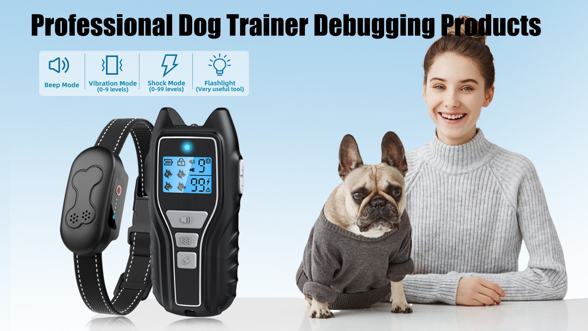 Dog Shock Collar with Remote Control - Rechargeable Dog Training Collar, IPX7 Waterproof E Collar for Dogs with 4 Safe Modes Flashlight Beep Vibration Shock Ideal for All Dog Sizes (8-150lbs) - image 7