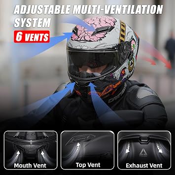 TRIANGLE Full Face Motorcycle Helmet DOT Approved, Dual Visor for Adults